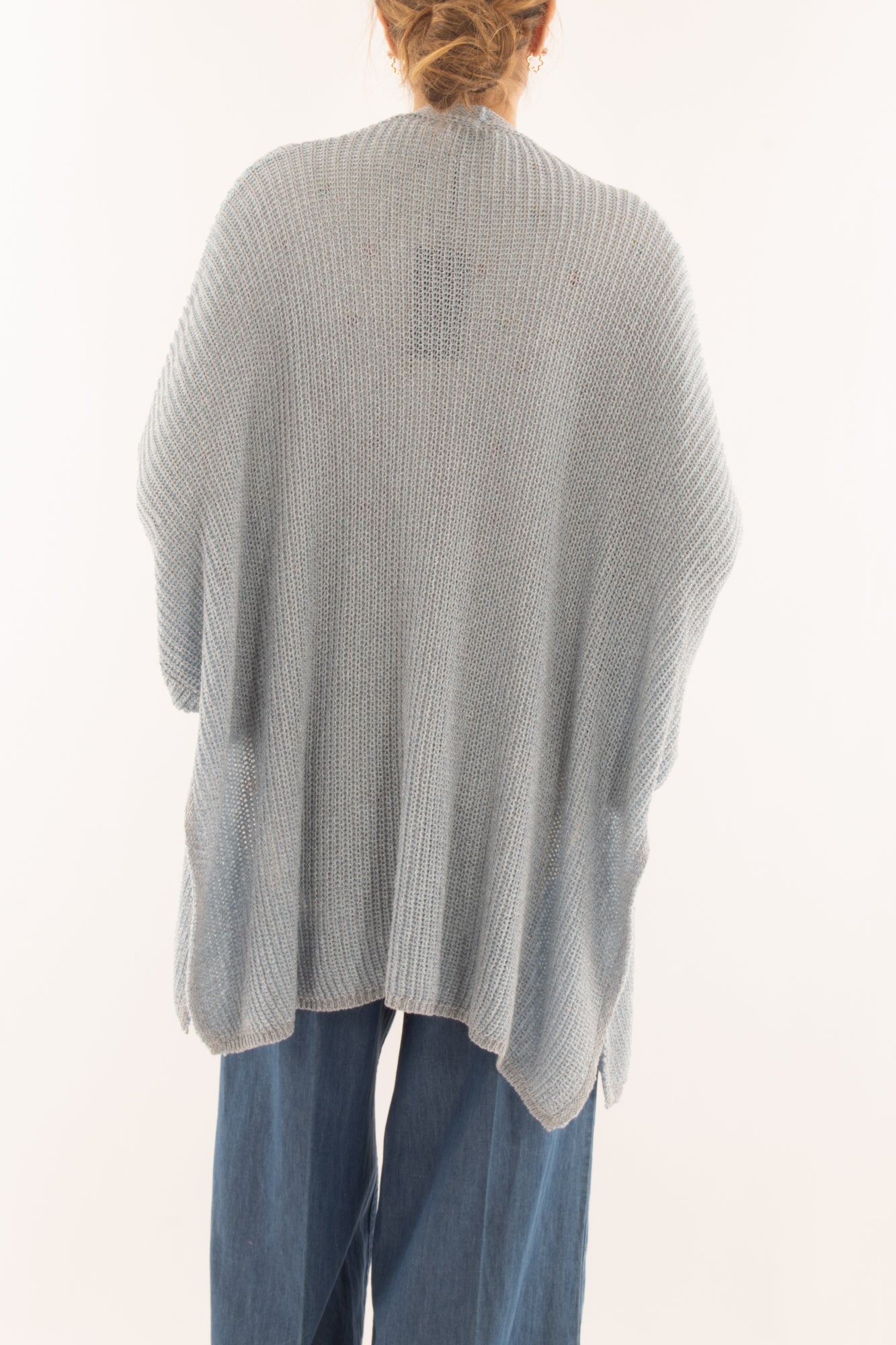 Cardigan aperto da Donna Metoo - Celeste