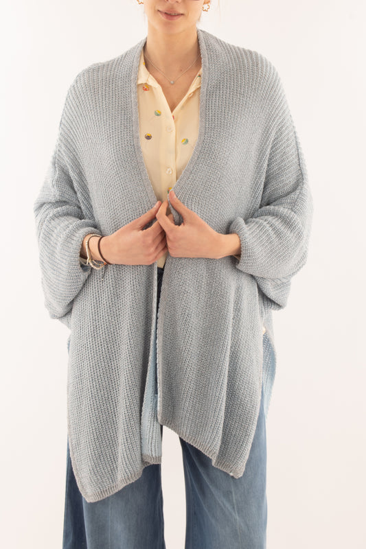 Cardigan aperto da Donna Metoo - Celeste