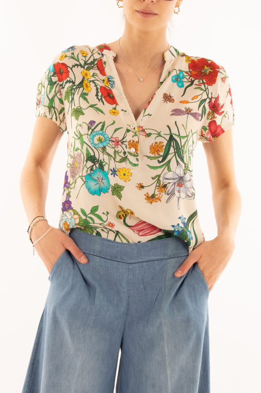 Blusa afantasia scollo a v da Donna Metoo -Sabbia