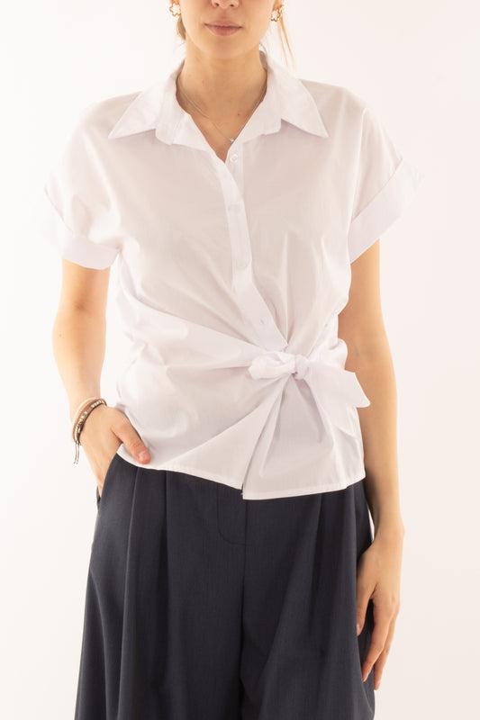 Camicia con allacciatura laterale da Donna Metoo - Bianco