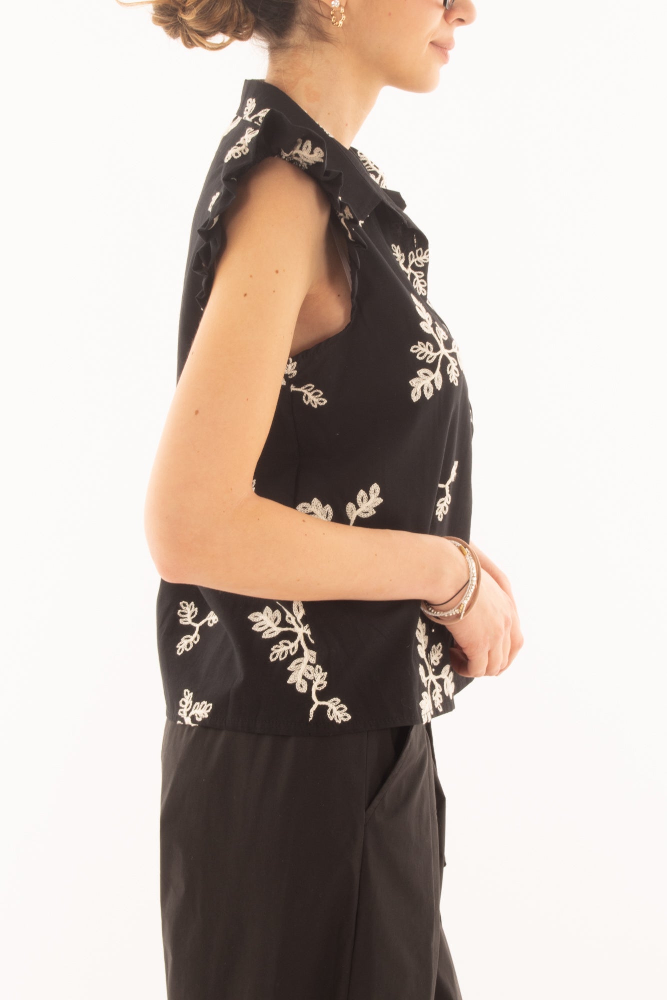 Camicia con ricamo da Donna Metoo - Nero