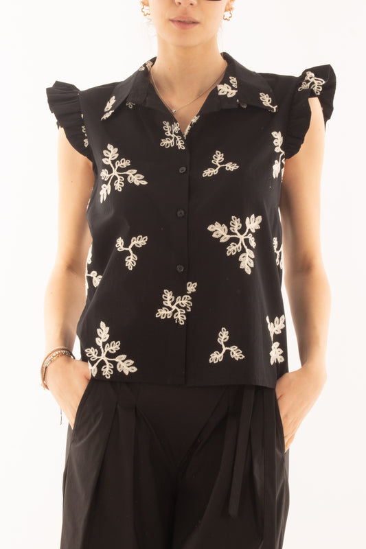 Camicia con ricamo da Donna Metoo - Nero
