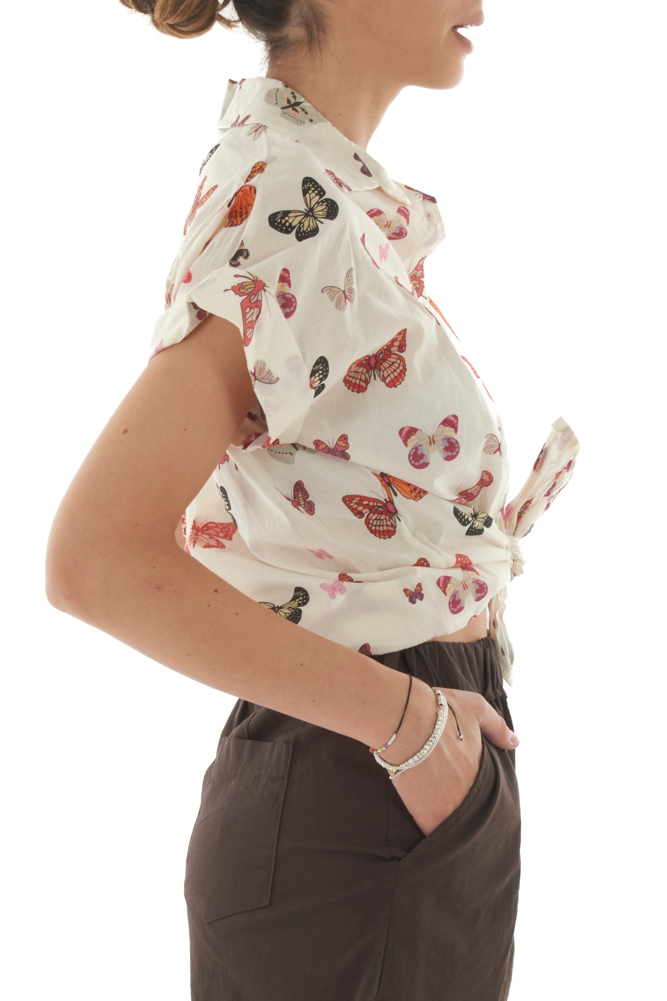Camicia con farafalle da Donna Metoo - Sabbia
