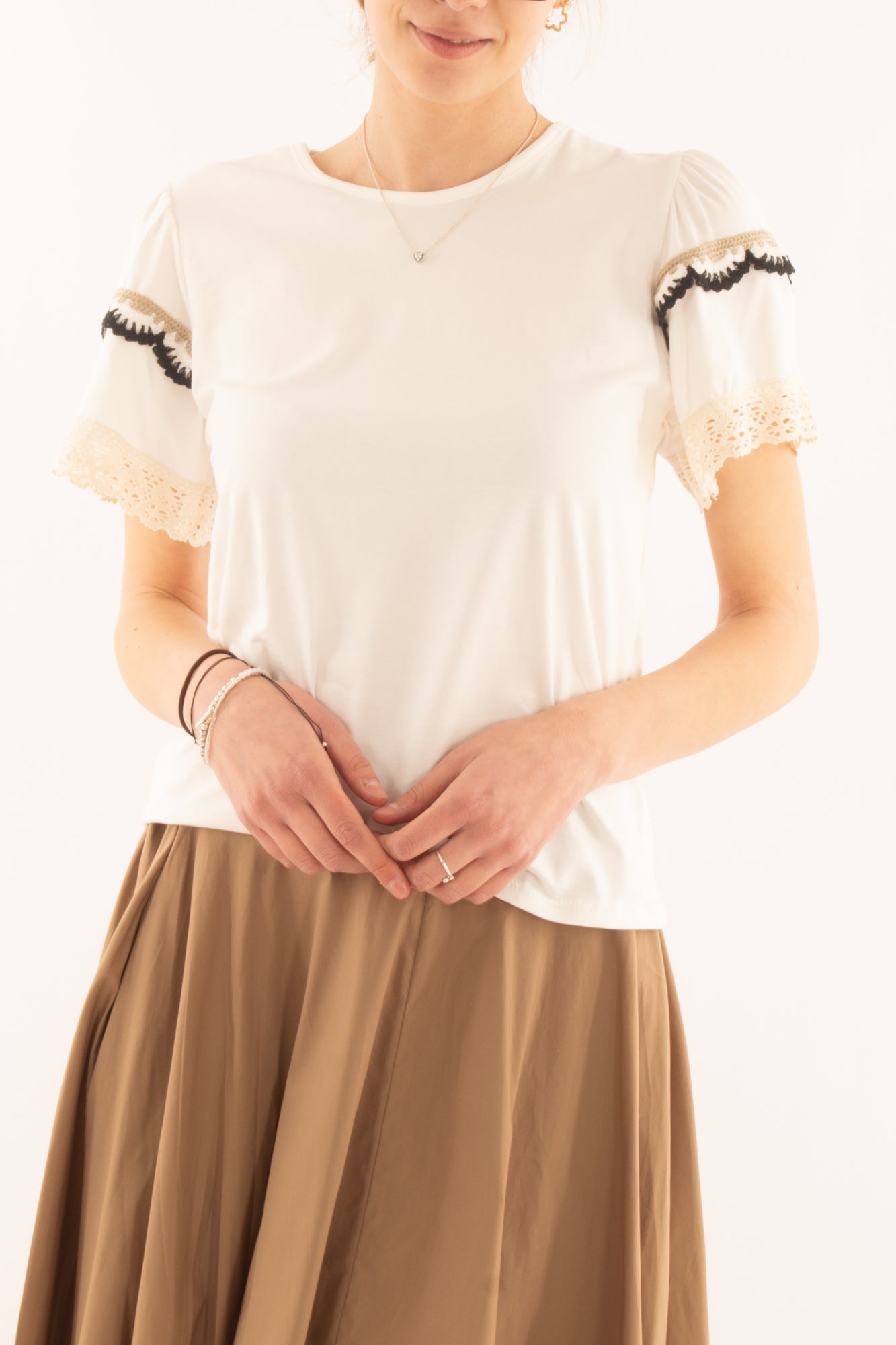 T-shirt con pizzo da Donna Metoo - Bianco