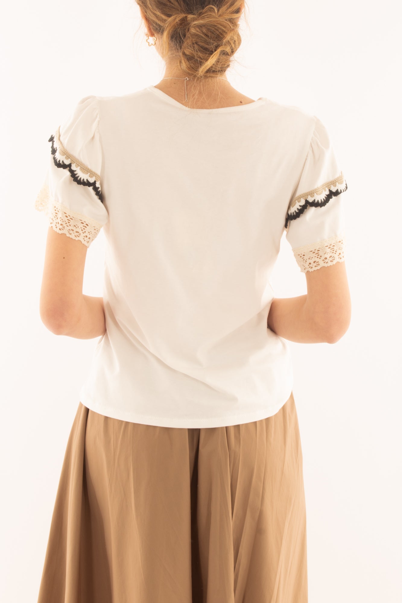 T-shirt con pizzo da Donna Metoo - Bianco