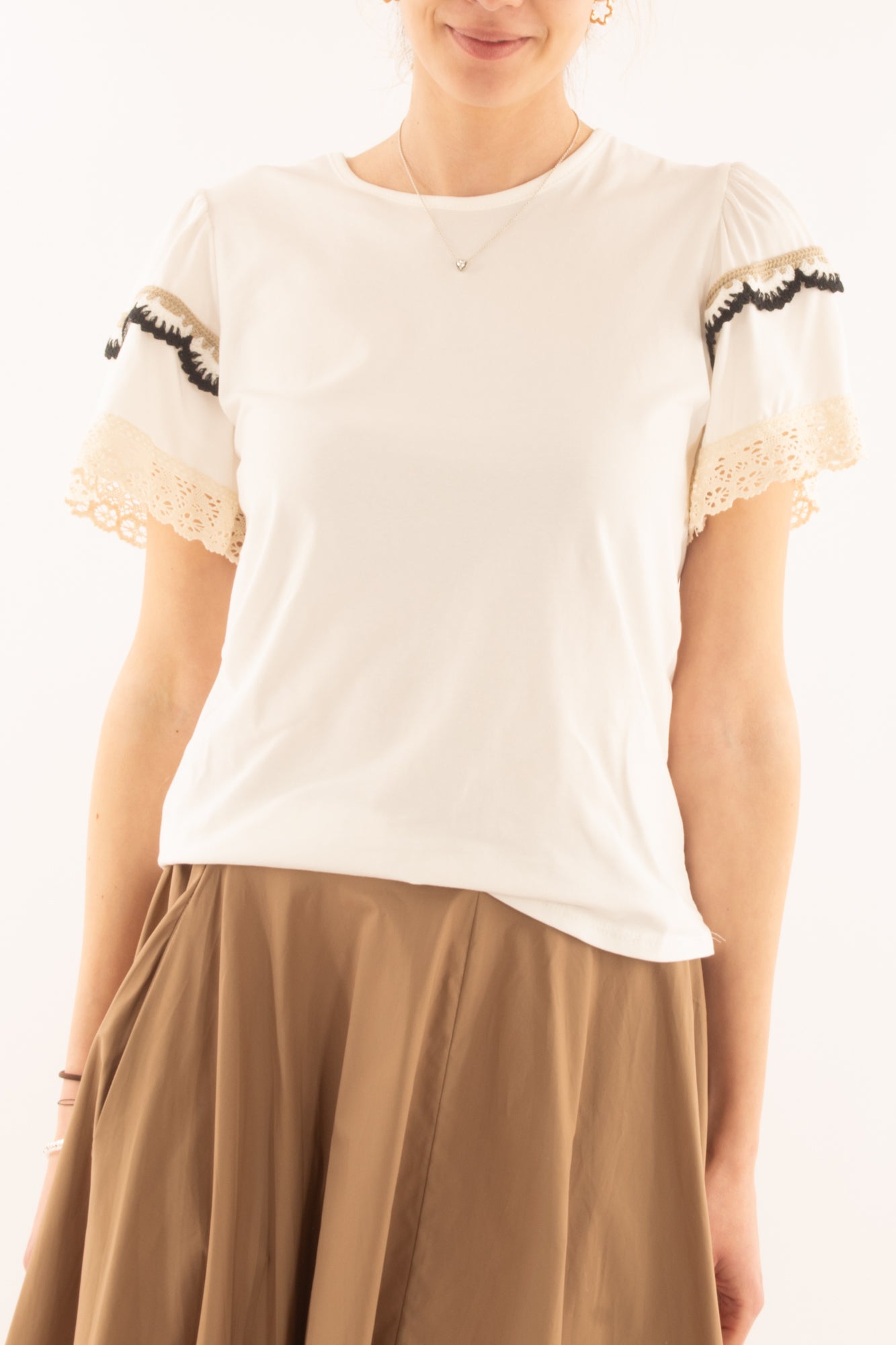 T-shirt con pizzo da Donna Metoo - Bianco