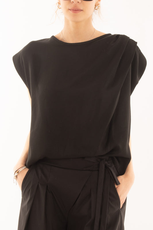 Blusa con pieghe da Donna Metoo - Nero