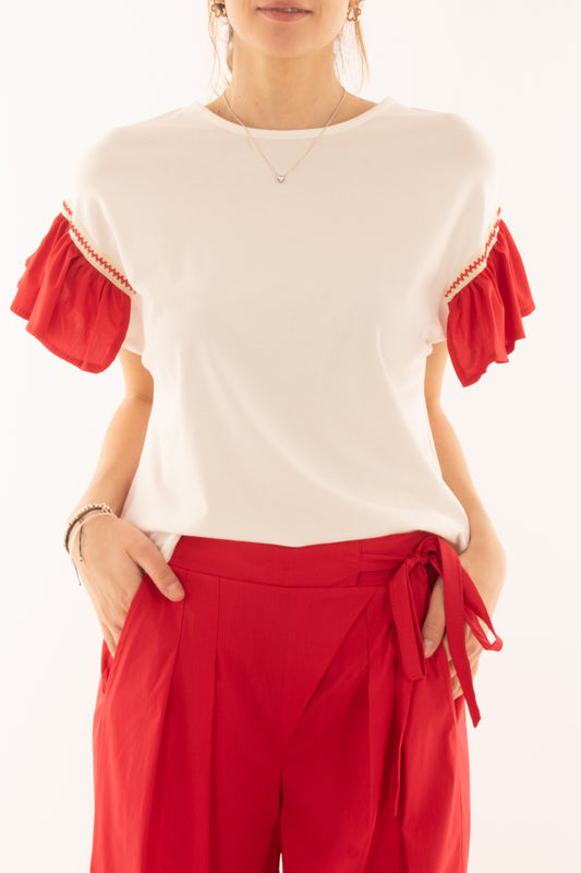 T-shirt con voilà da Donna Metoo - Bianco