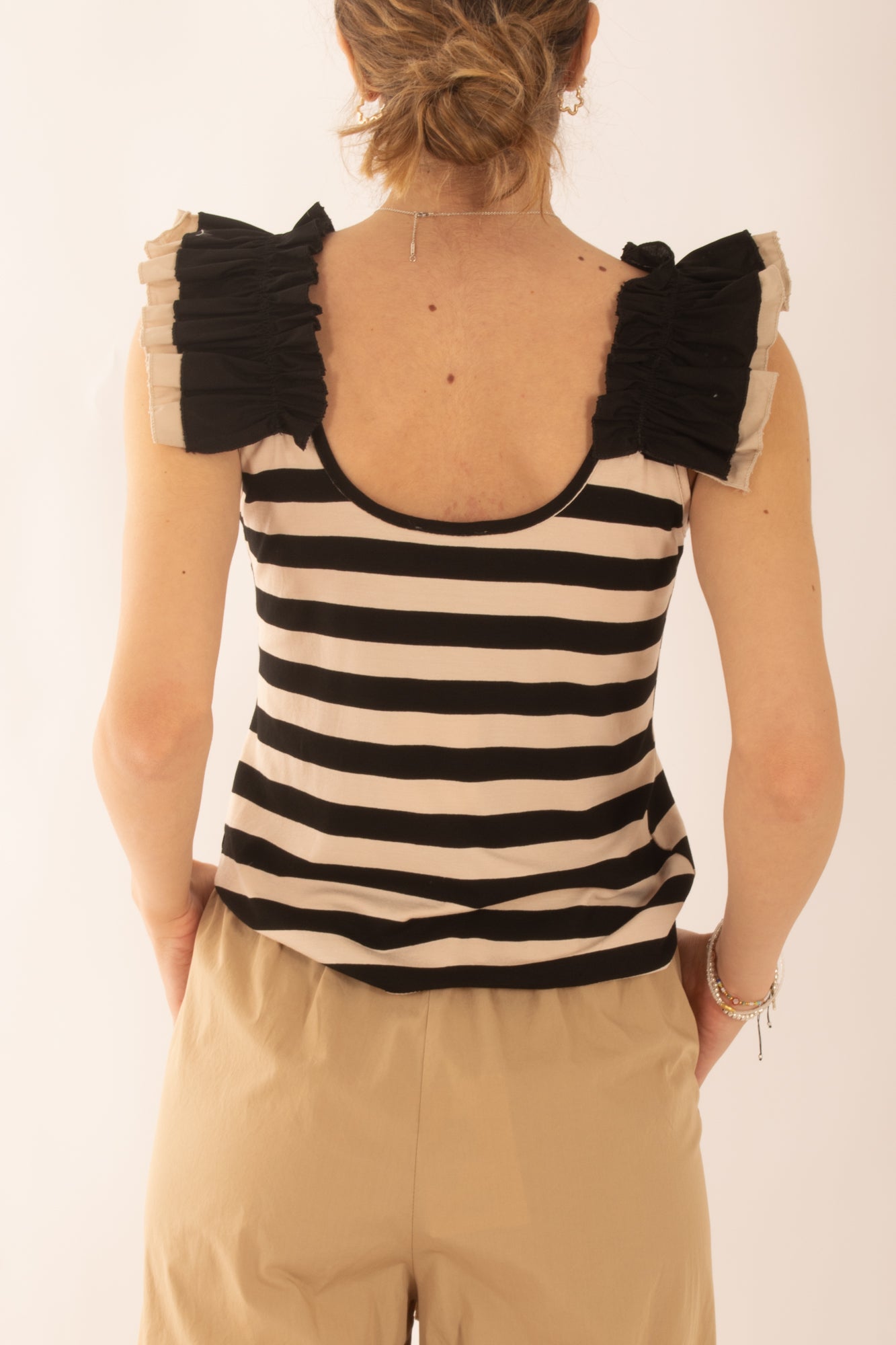 T-shirt rigata da Donna Metoo - Sabbia