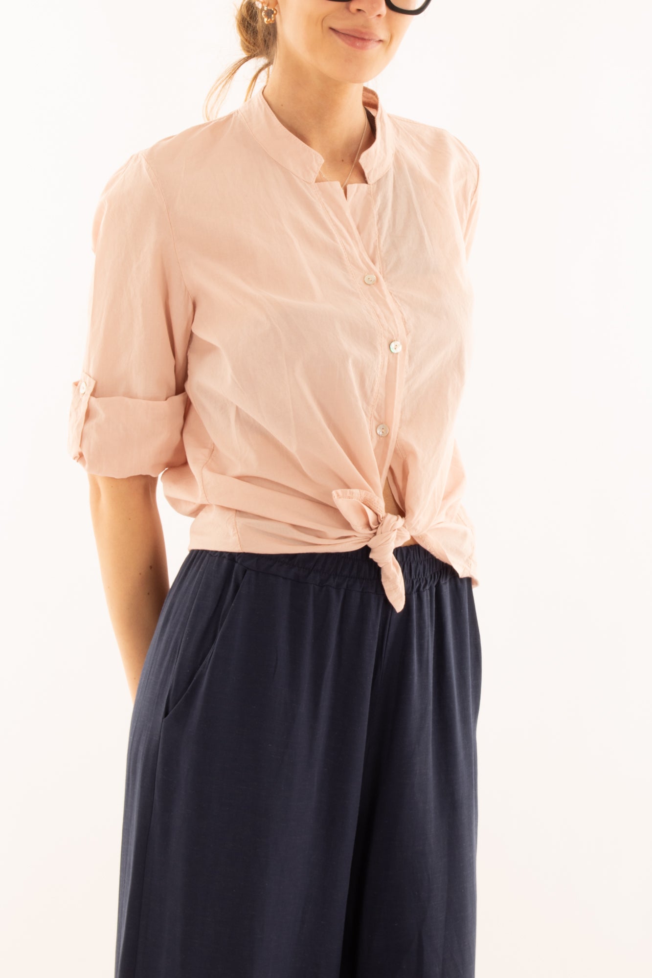 Camicia in mussola di cotone da Donna Metoo - Rosa