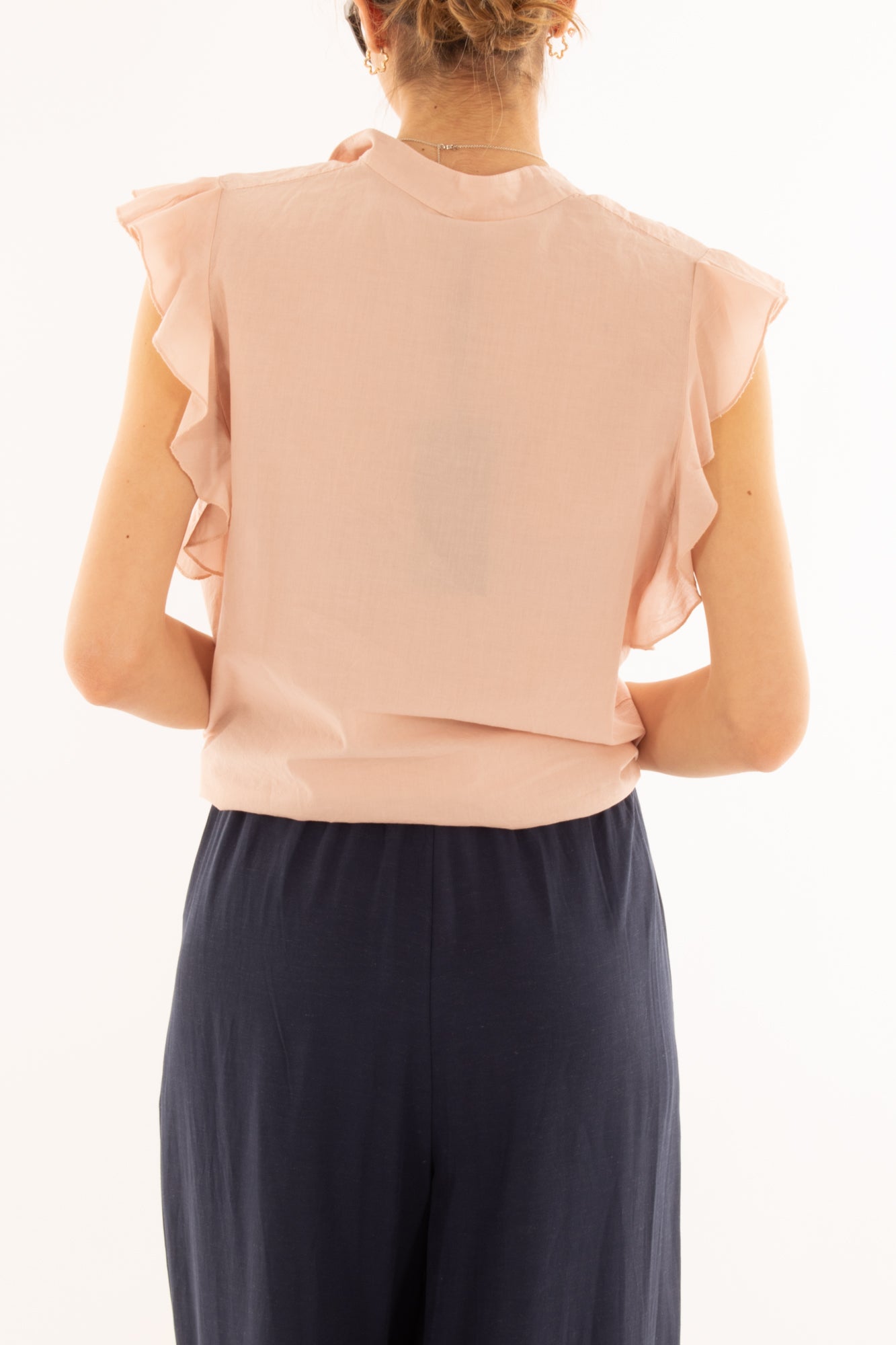 Camicia smanicata con rouge da Donna Metoo - Rosa