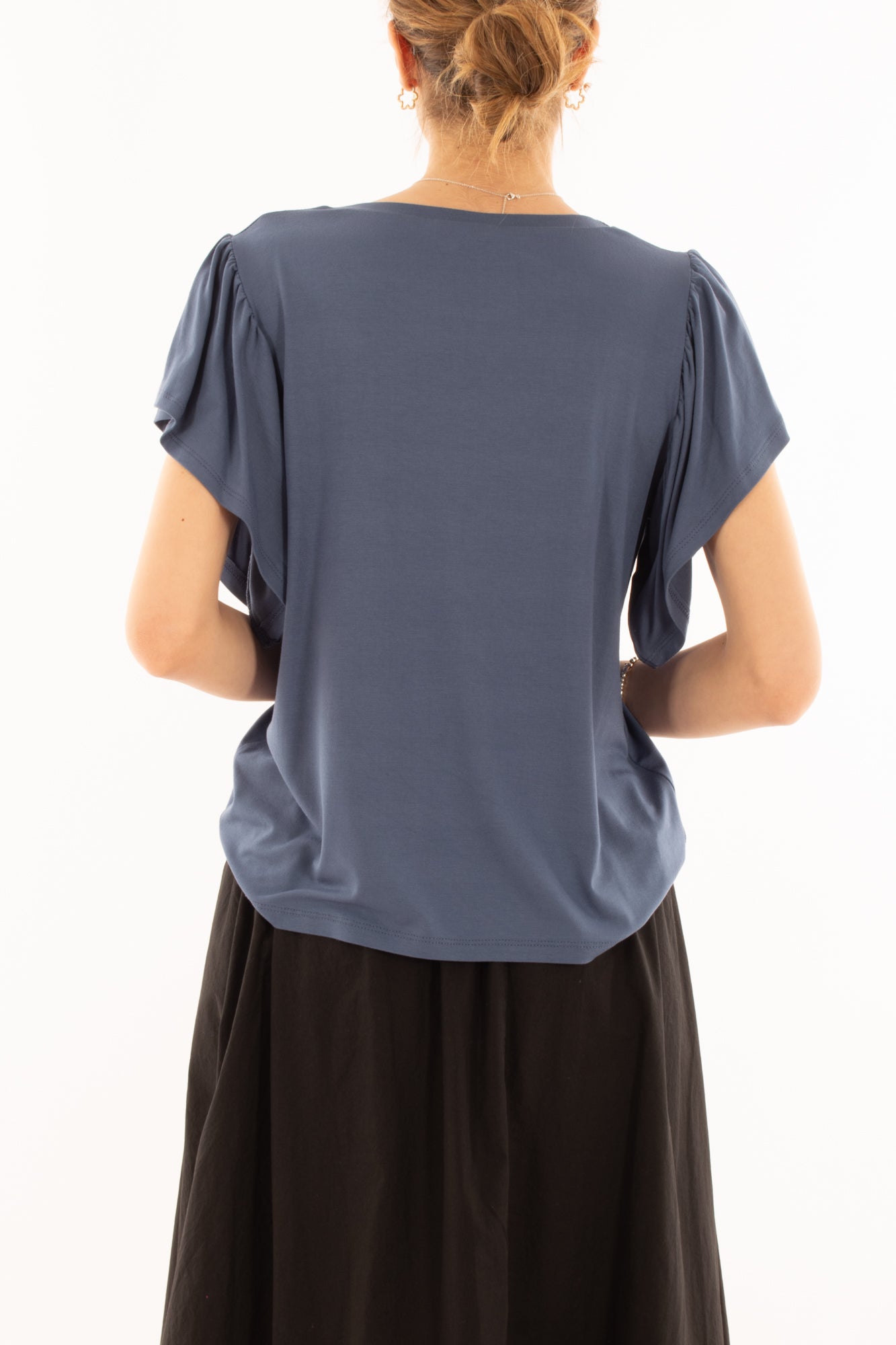 Maglia misto viscosa girocollo con rouge da Donna Metoo - Blu