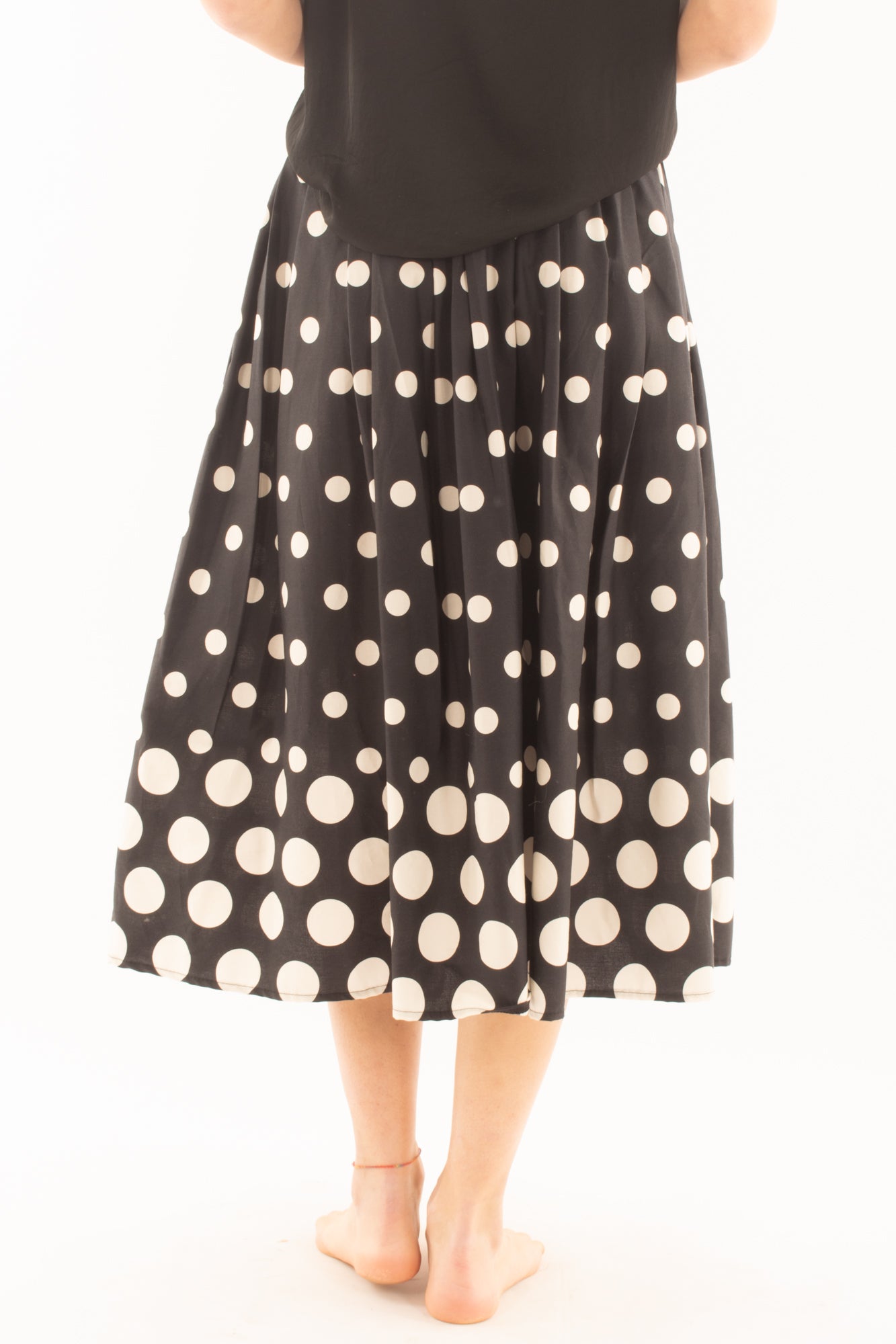 Gonna lunga svasata a pois da Donna Metoo - Nero