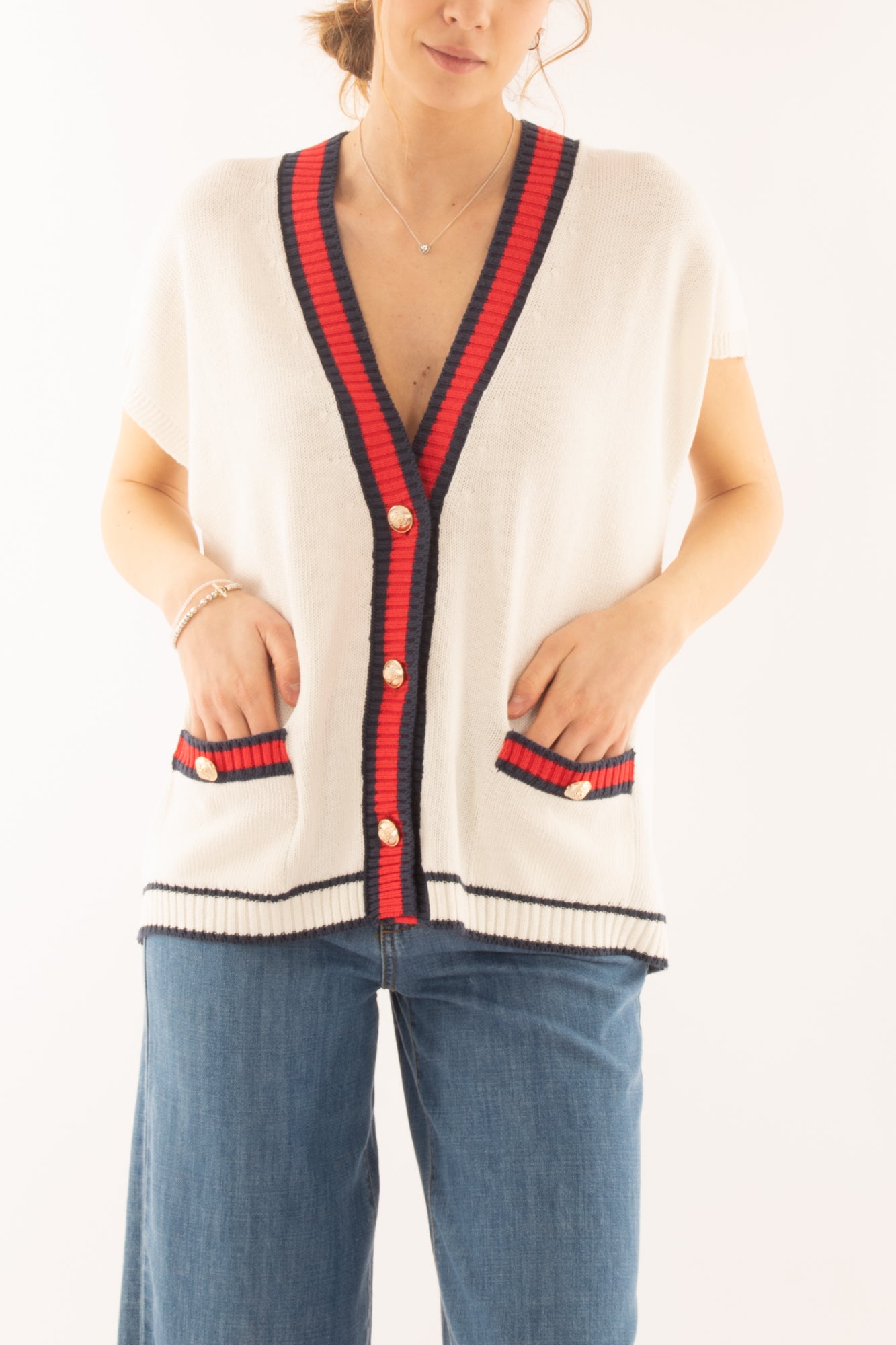 Cardigan college da Donna Motel - Bianco