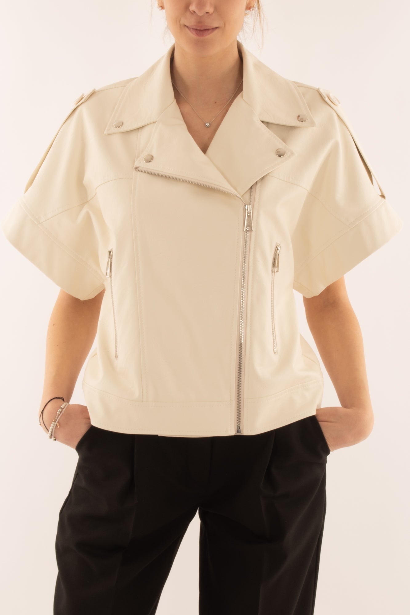 Chiodo eco pelle da Donna Motel - Latte