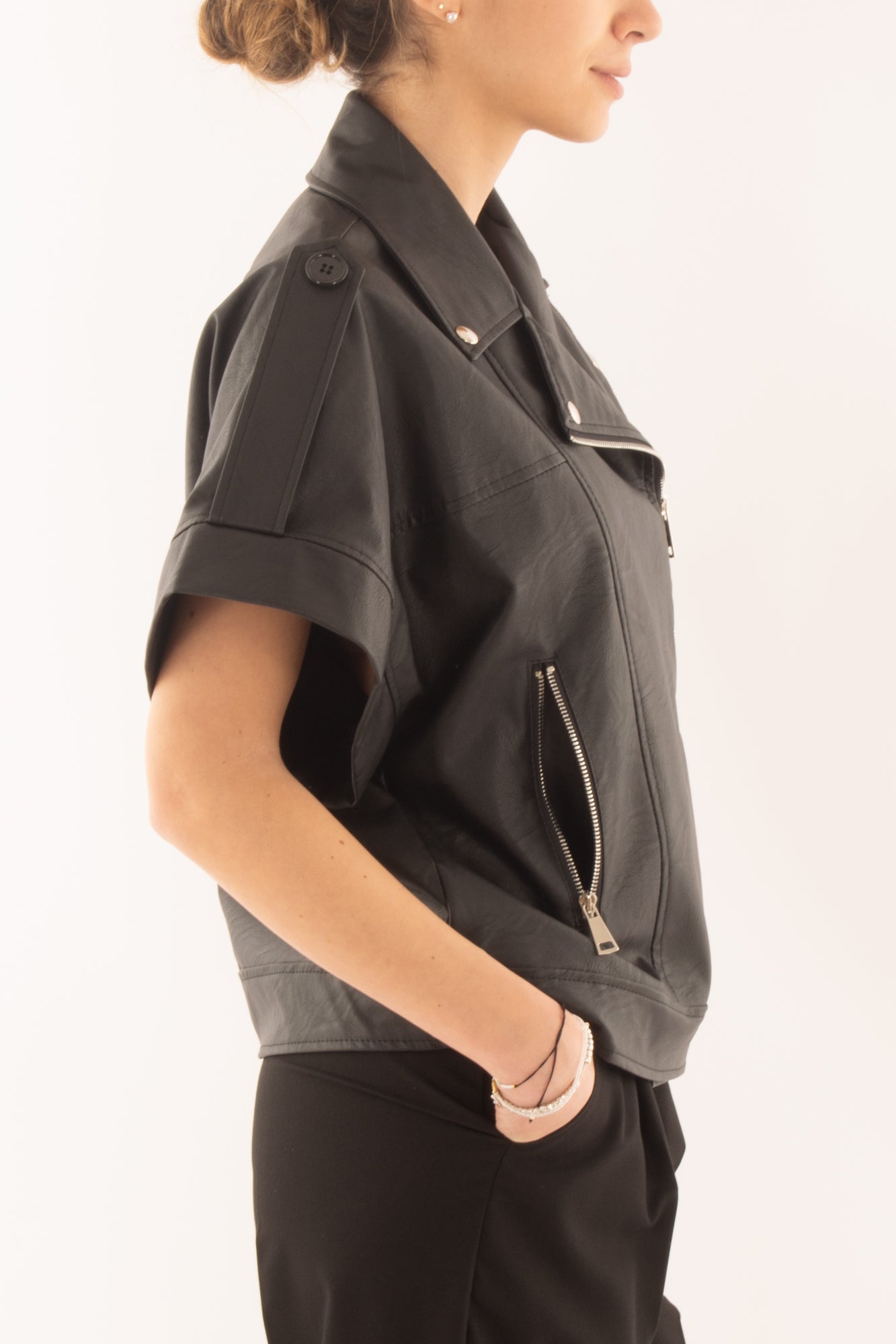 Chiodo eco pelle da Donna Motel - Nero