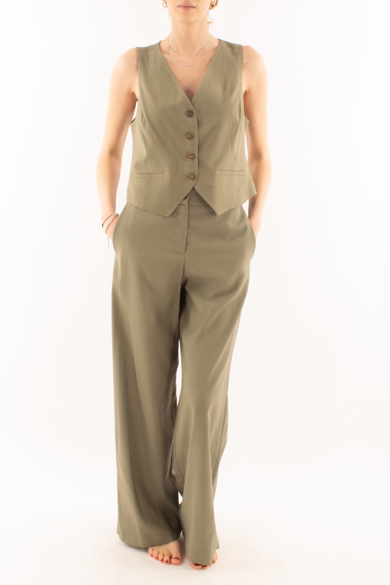 Completo con gilet da Donna Motel - Militare