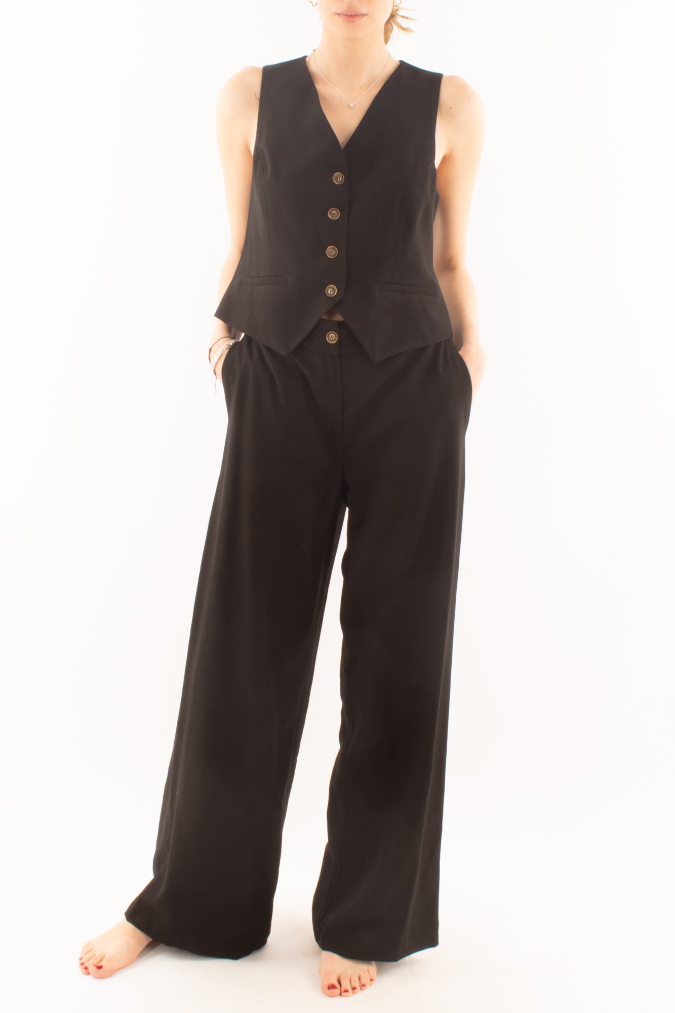 Completo con gilet da Donna Motel - Nero