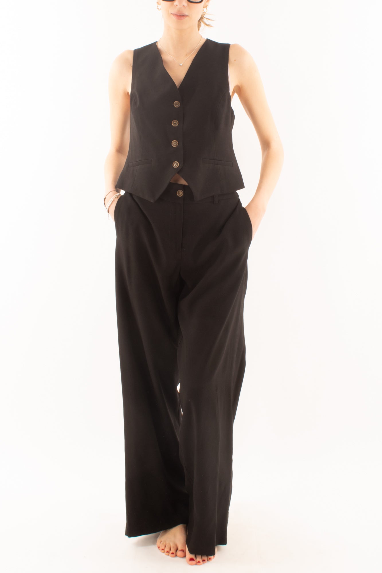 Completo con gilet da Donna Motel - Nero