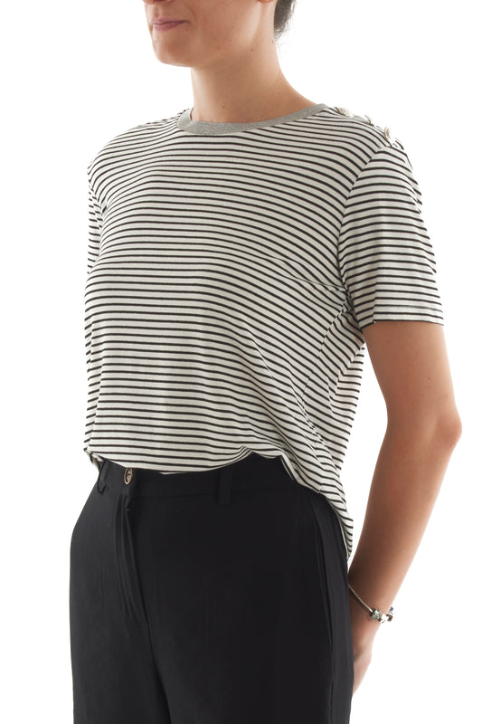 T-shirt rigata con lurex da Donna Motel - Nero