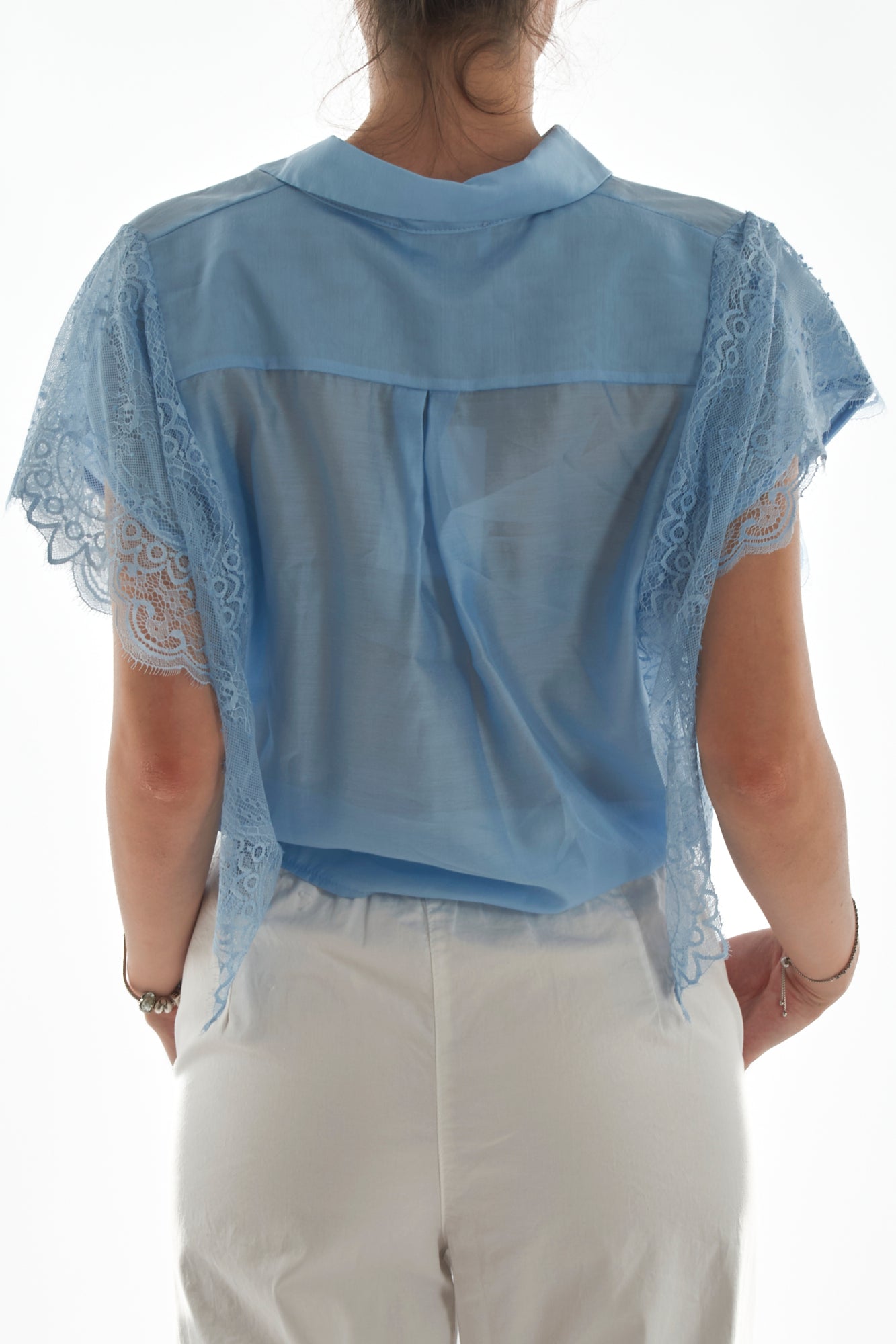 Camicia con pizzo da Donna Motel - Azzurro