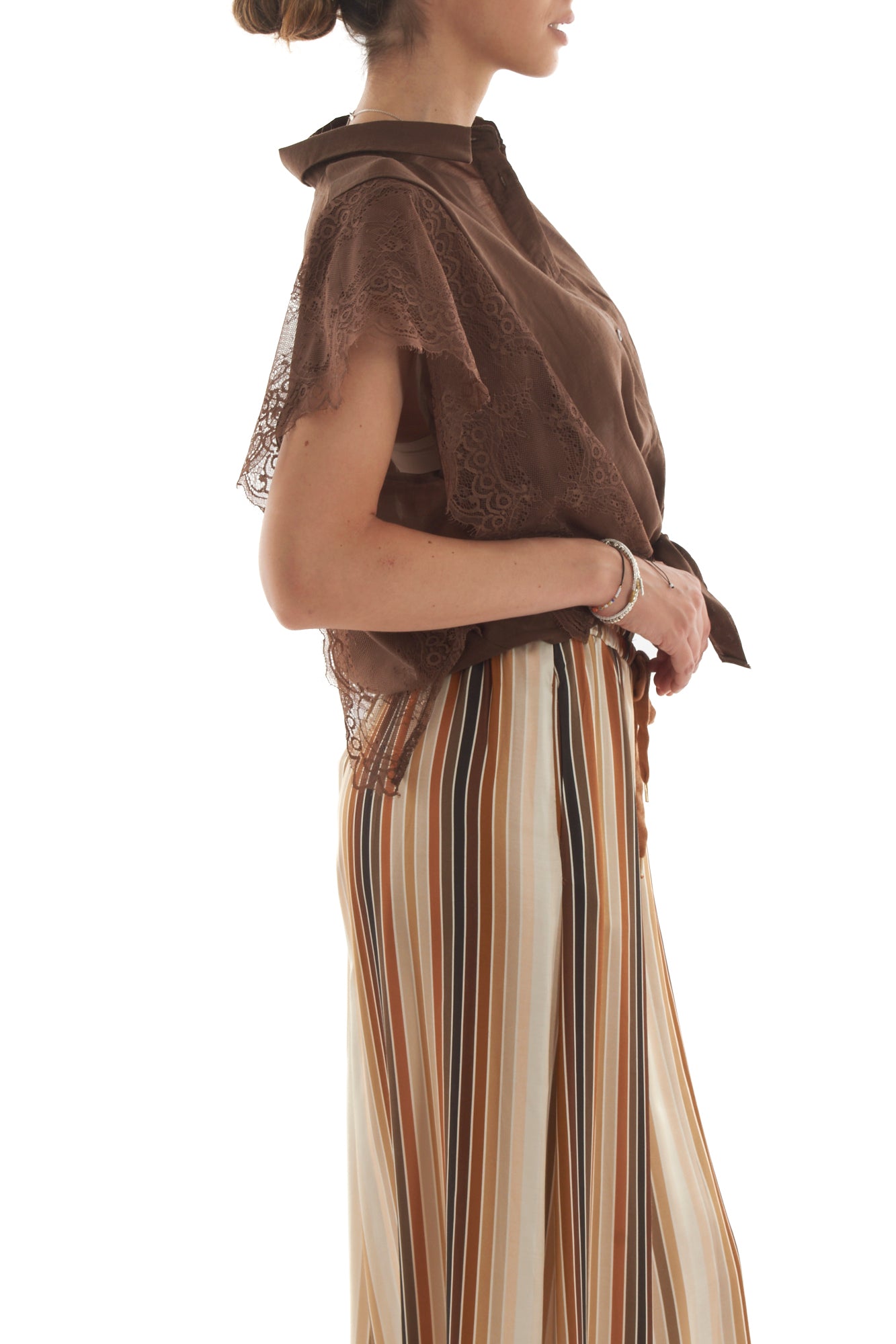 Camicia con pizzo da Donna Motel - Moro