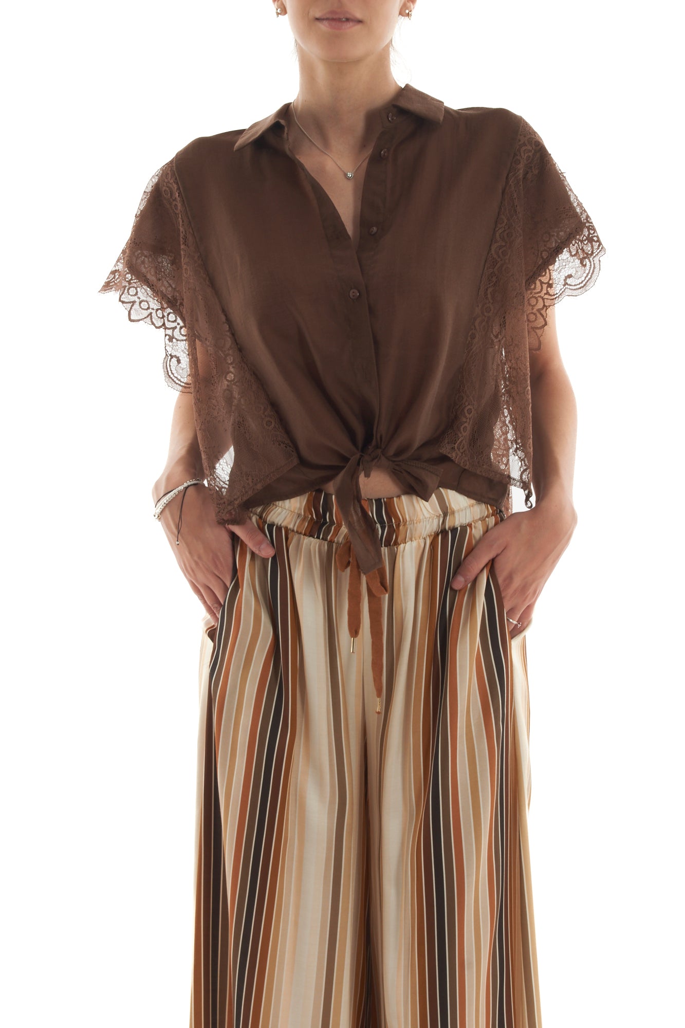 Camicia con pizzo da Donna Motel - Moro