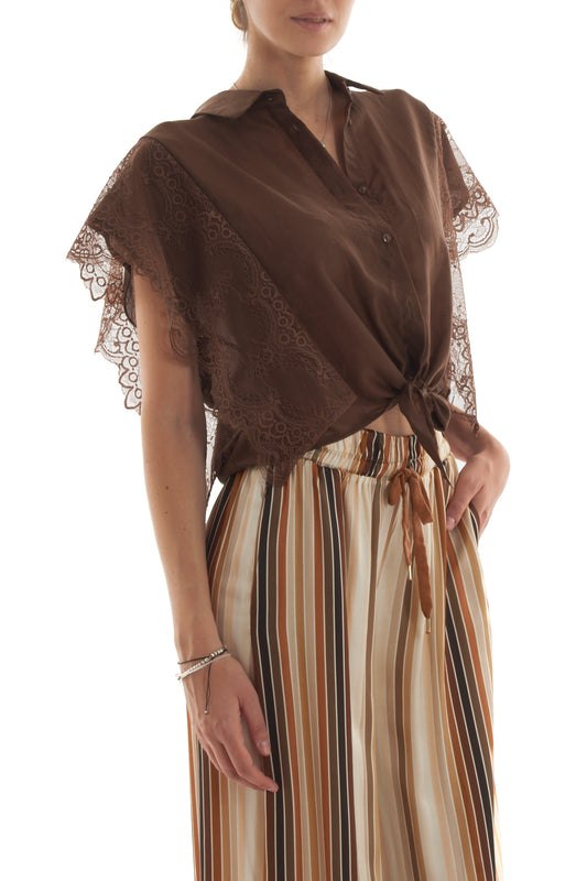 Camicia con pizzo da Donna Motel - Moro