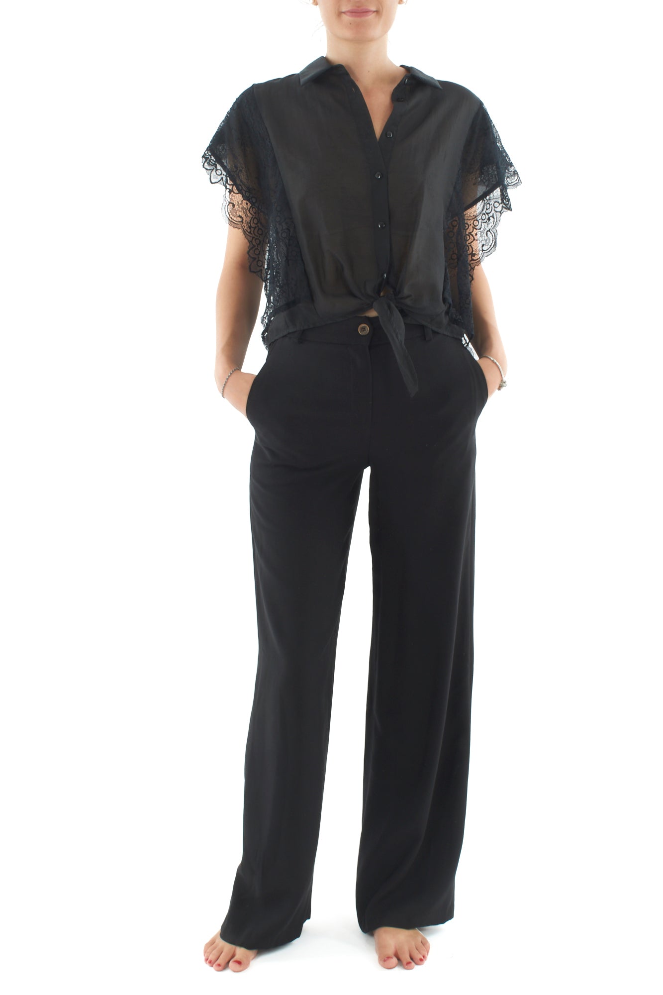 Camicia con pizzo da Donna Motel - nero