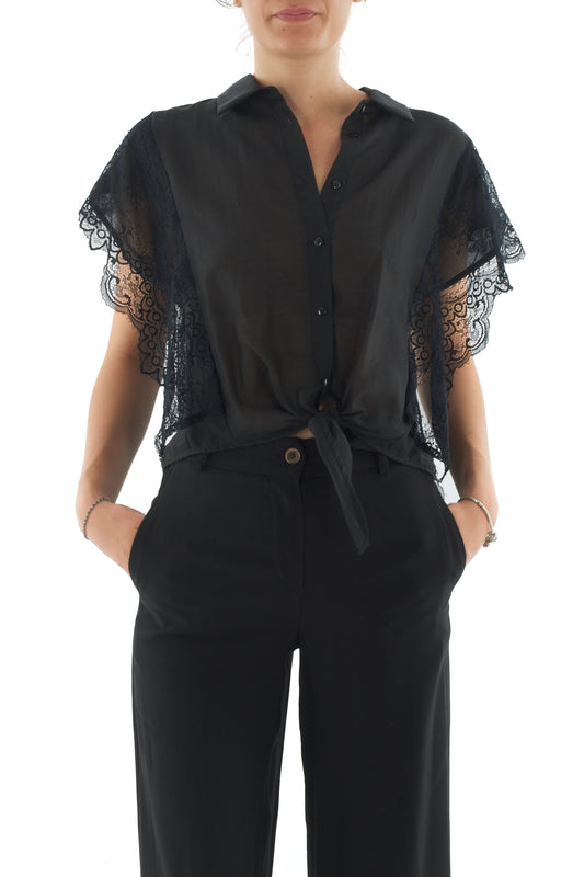 Camicia con pizzo da Donna Motel - nero