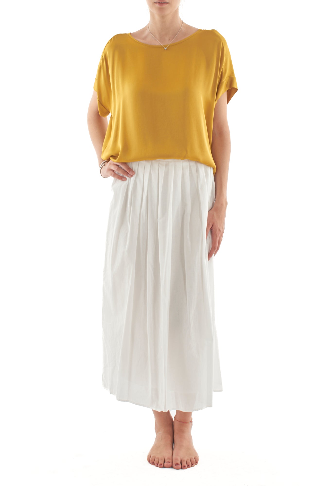 Blusa mezza maica over da Donna Motel - Senape