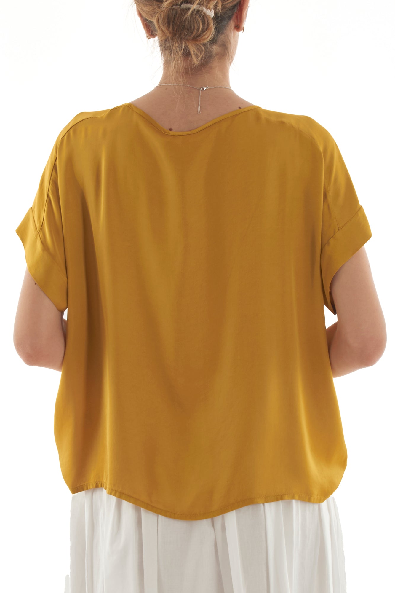 Blusa mezza maica over da Donna Motel - Senape