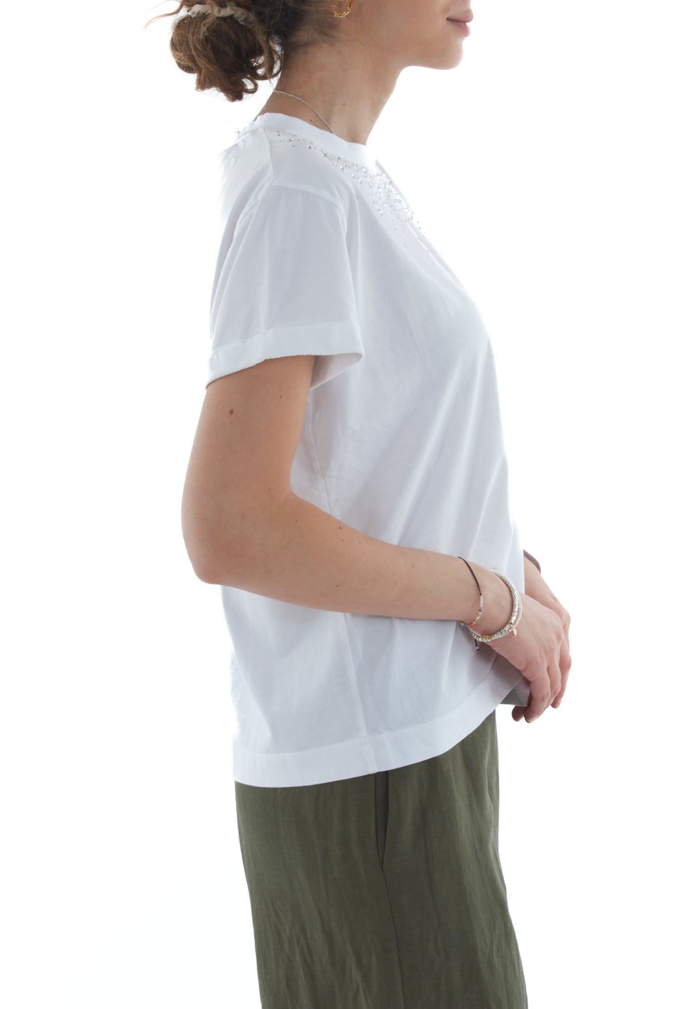 T- shirt con pietre da Donna Motel - Bianco