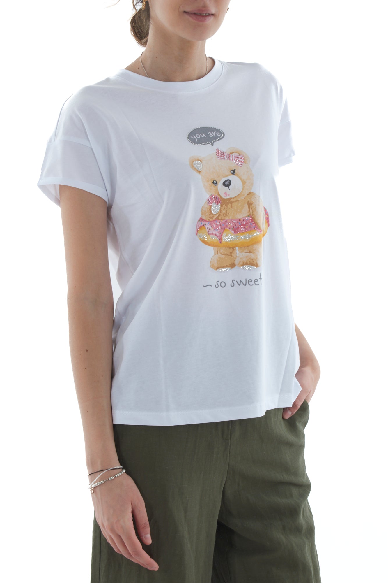 T-shirt con orsetto da Donna Motel - Bianco