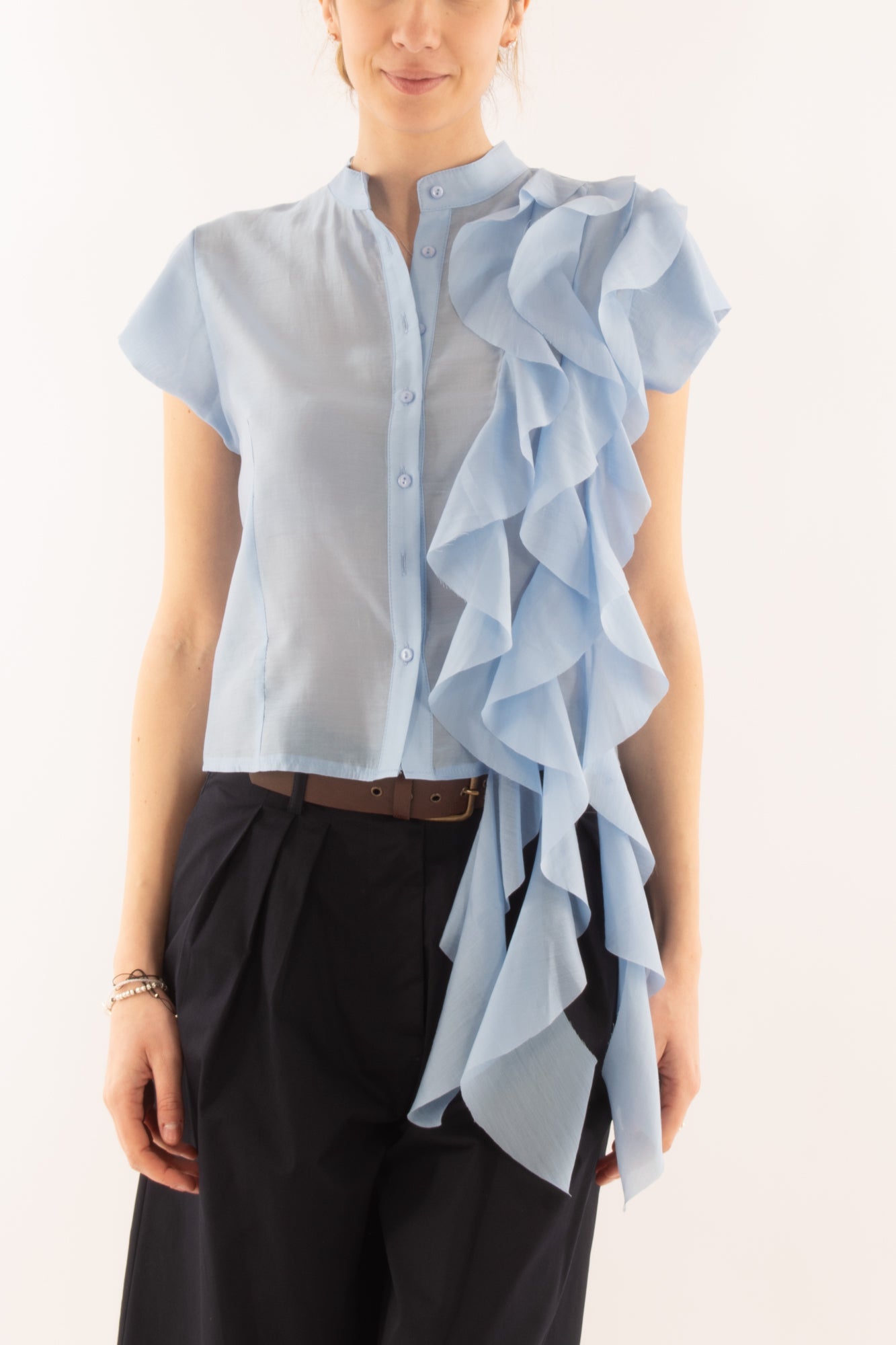 Camicia con voilà da Donna Motel - Azzurro