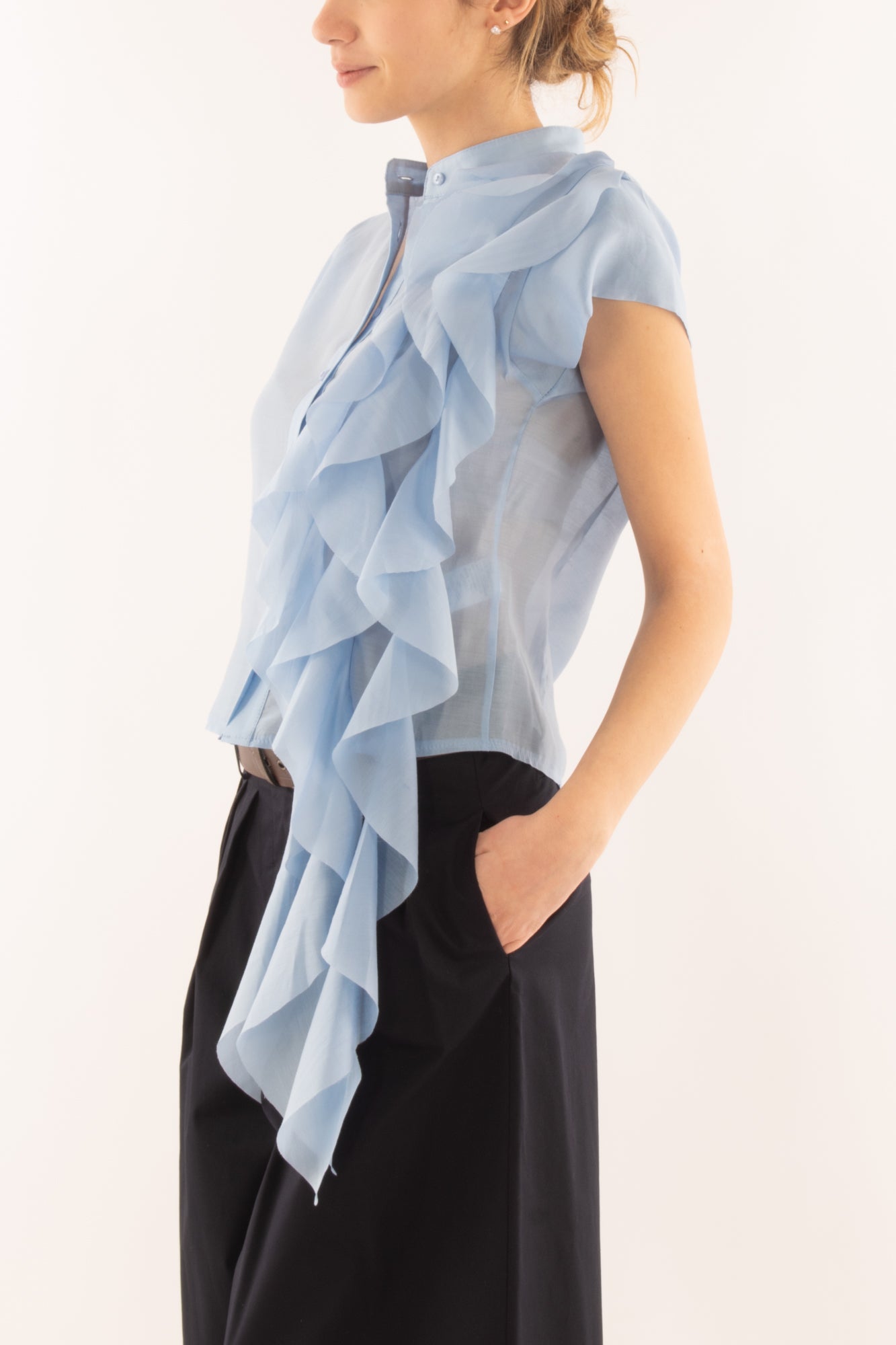Camicia con voilà da Donna Motel - Azzurro