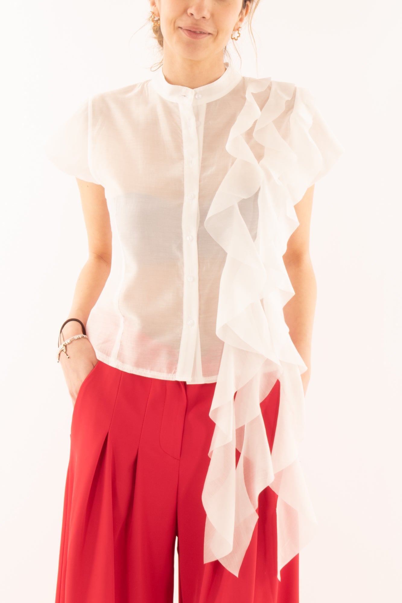 Camicia con voilà da Donna Motel - Bianco