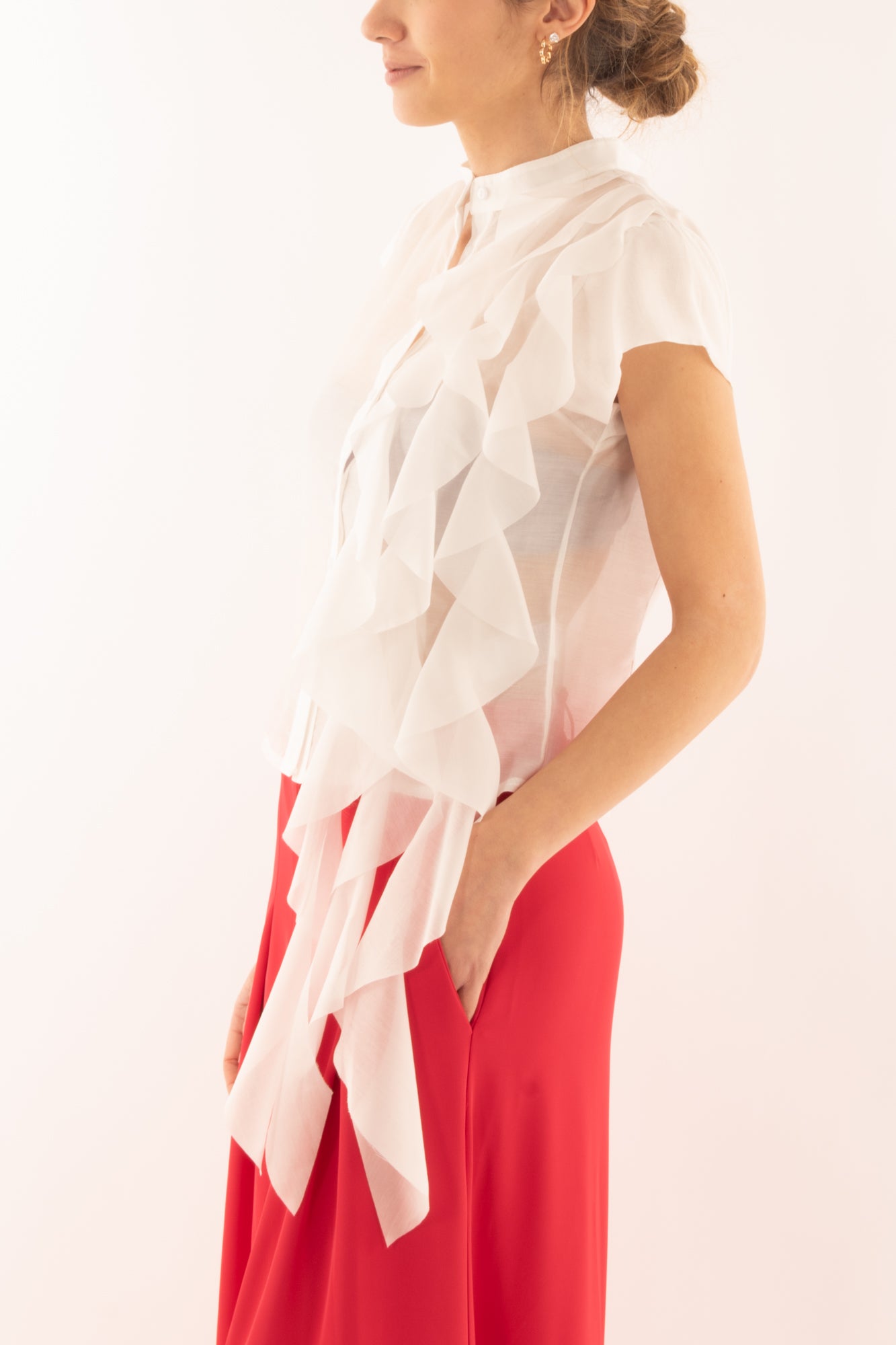 Camicia con voilà da Donna Motel - Bianco