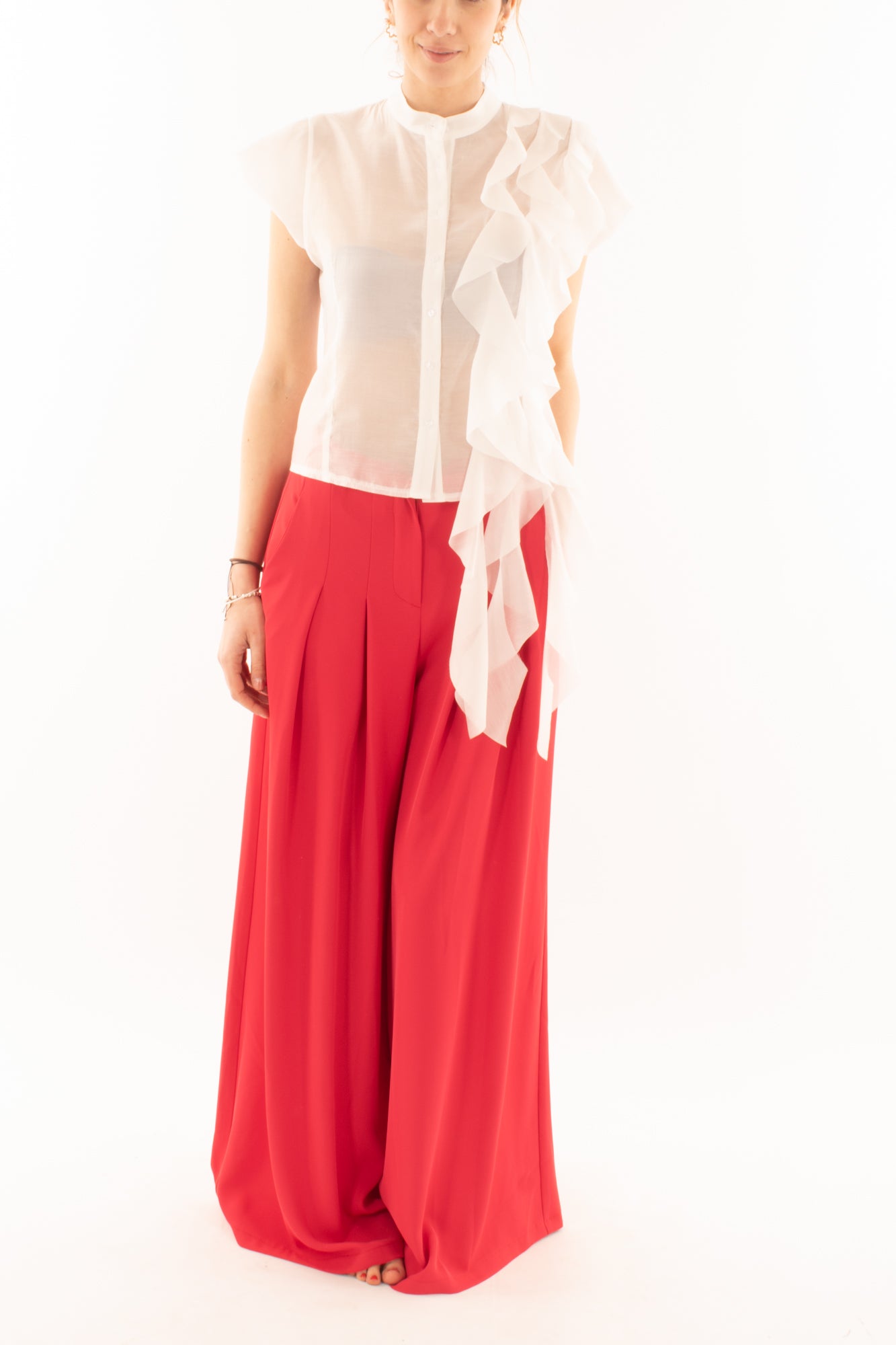 Camicia con voilà da Donna Motel - Bianco