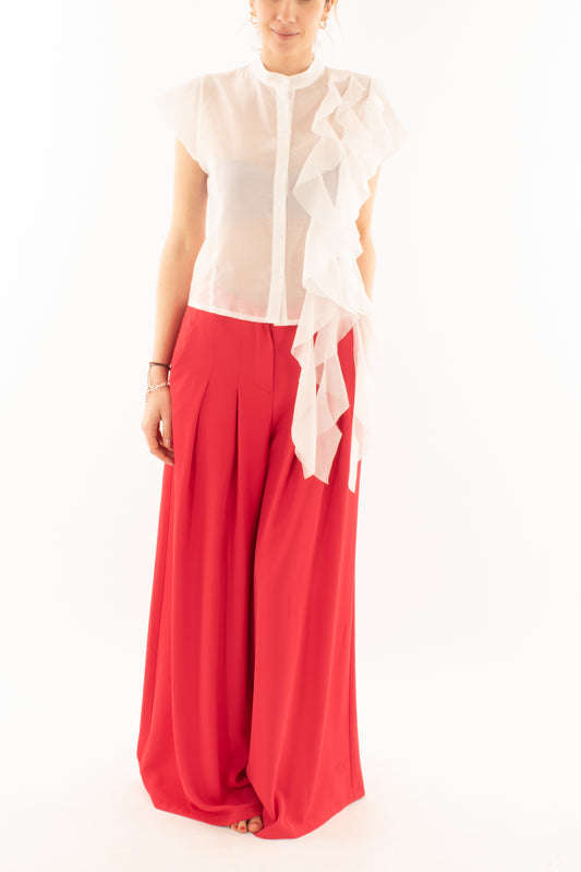Camicia con voilà da Donna Motel - Bianco