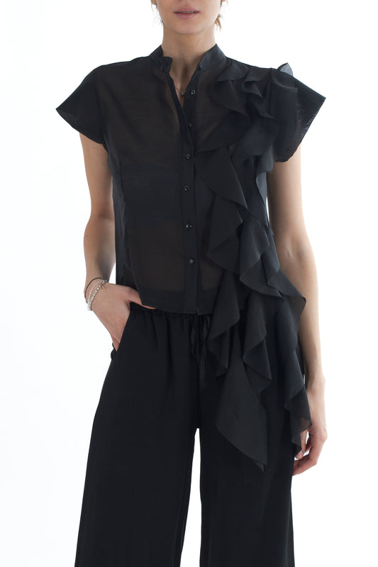Camicia con voilà da Donna Motel - Nero