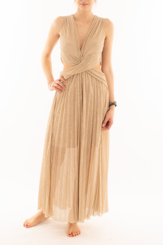 Abito lungo in lurex con stola da Donna Motel -Oro