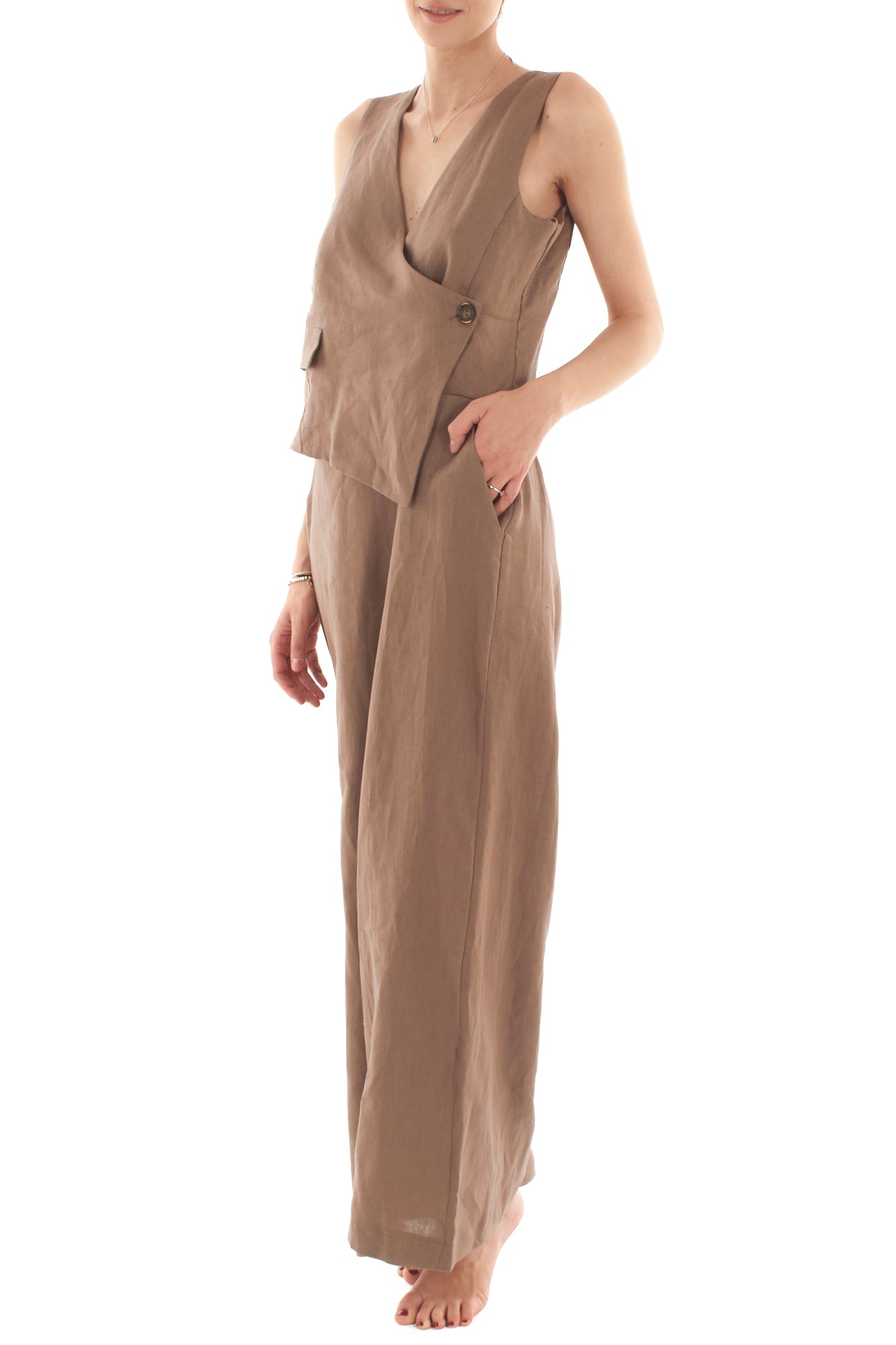 Tuta con gilet applicato da Donna Motel - Moka