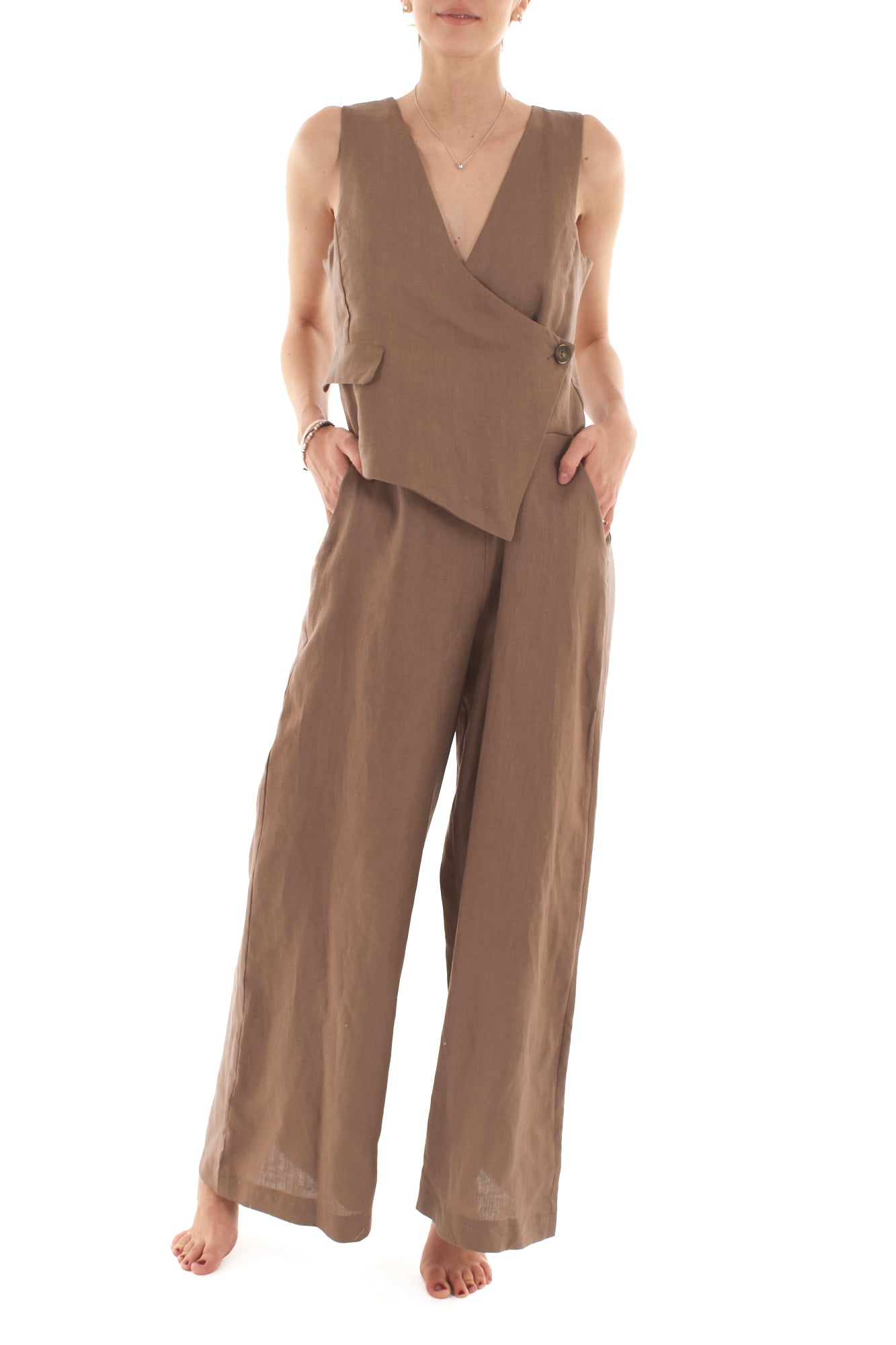 Tuta con gilet applicato da Donna Motel - Moka