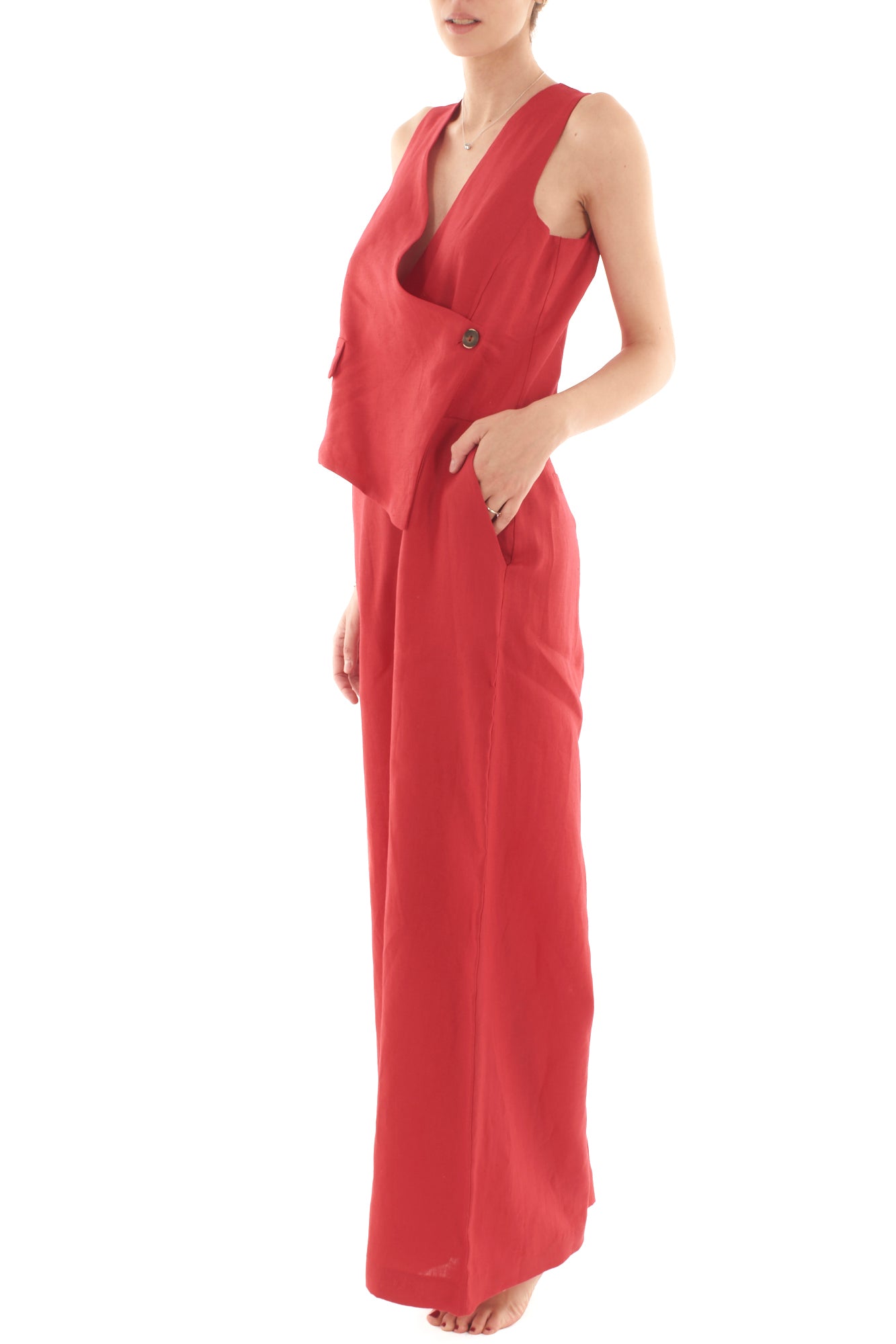 Tuta con gilet applicato da Donna Motel - Rosso