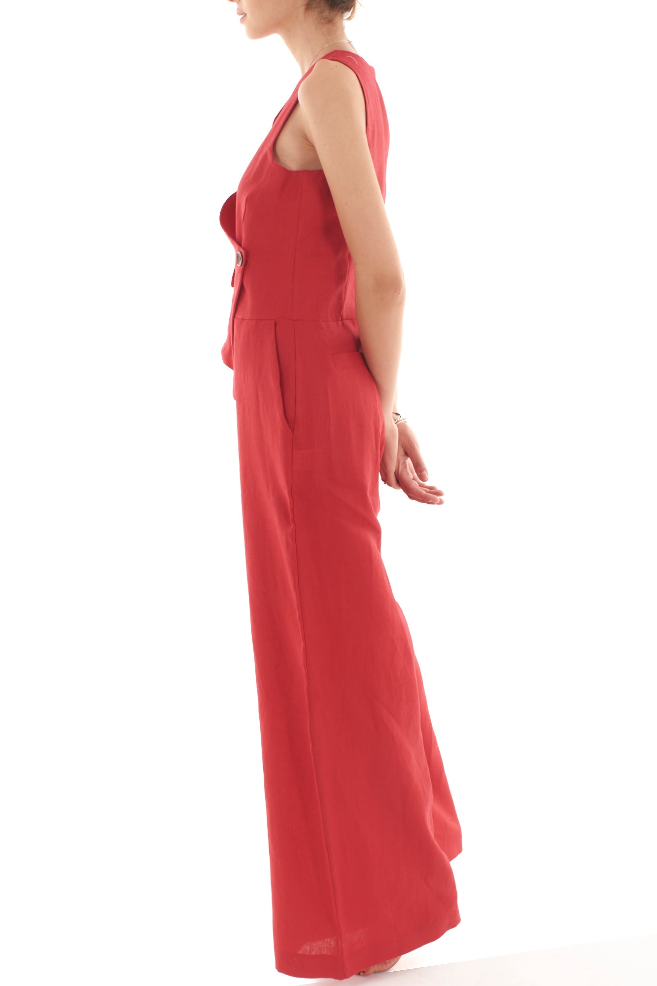 Tuta con gilet applicato da Donna Motel - Rosso