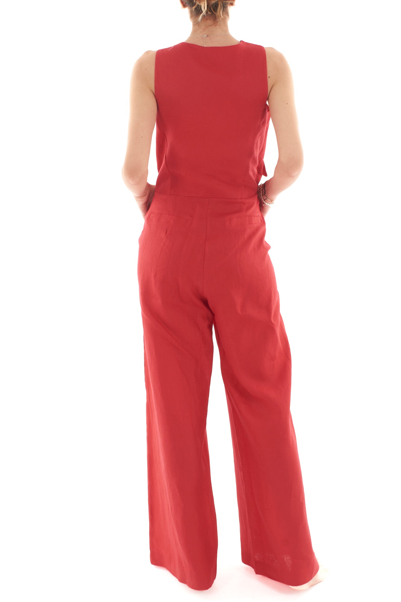 Tuta con gilet applicato da Donna Motel - Rosso
