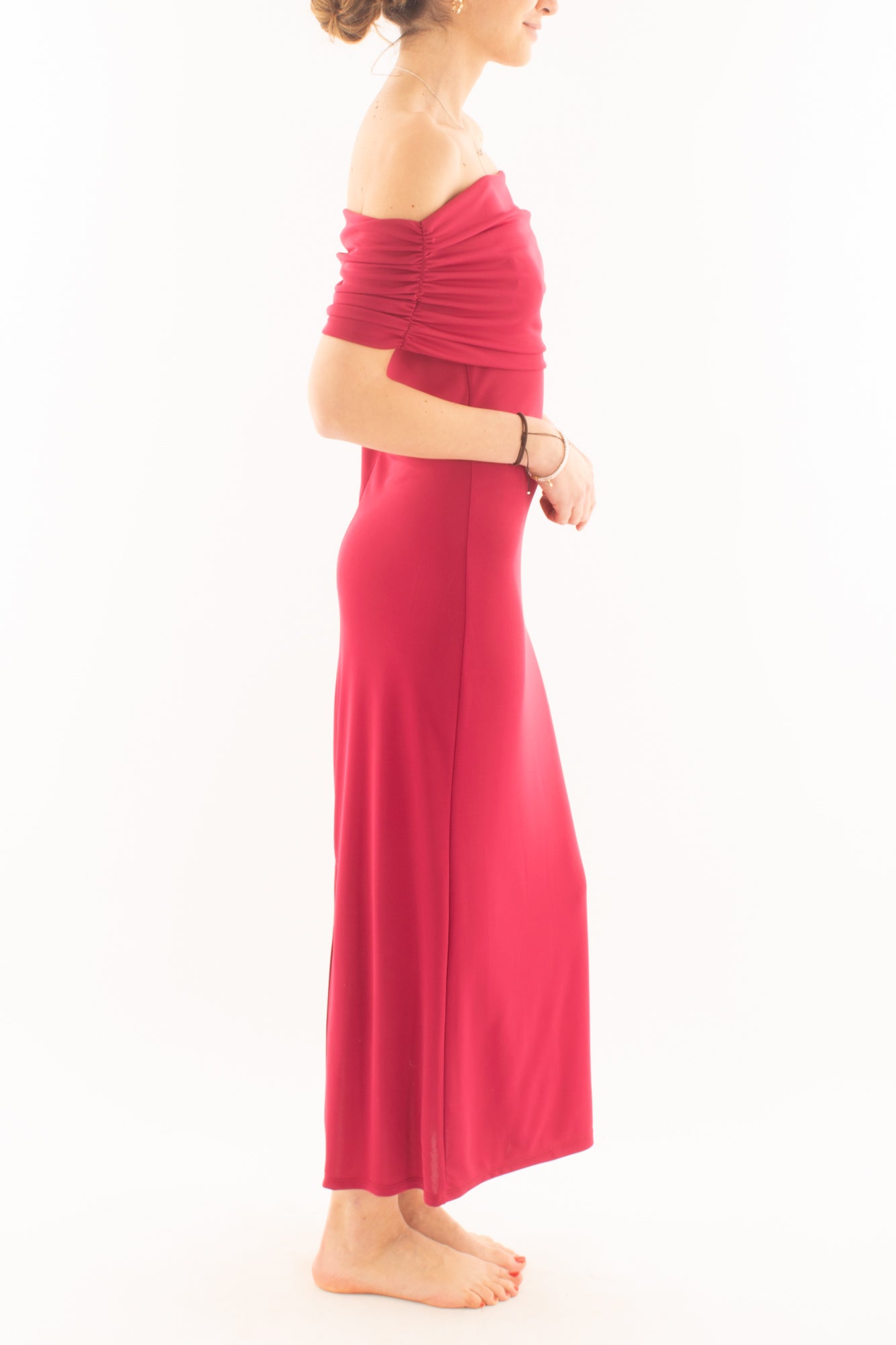 Abito lungo collo shiffer da Donna Saiph - Fragola