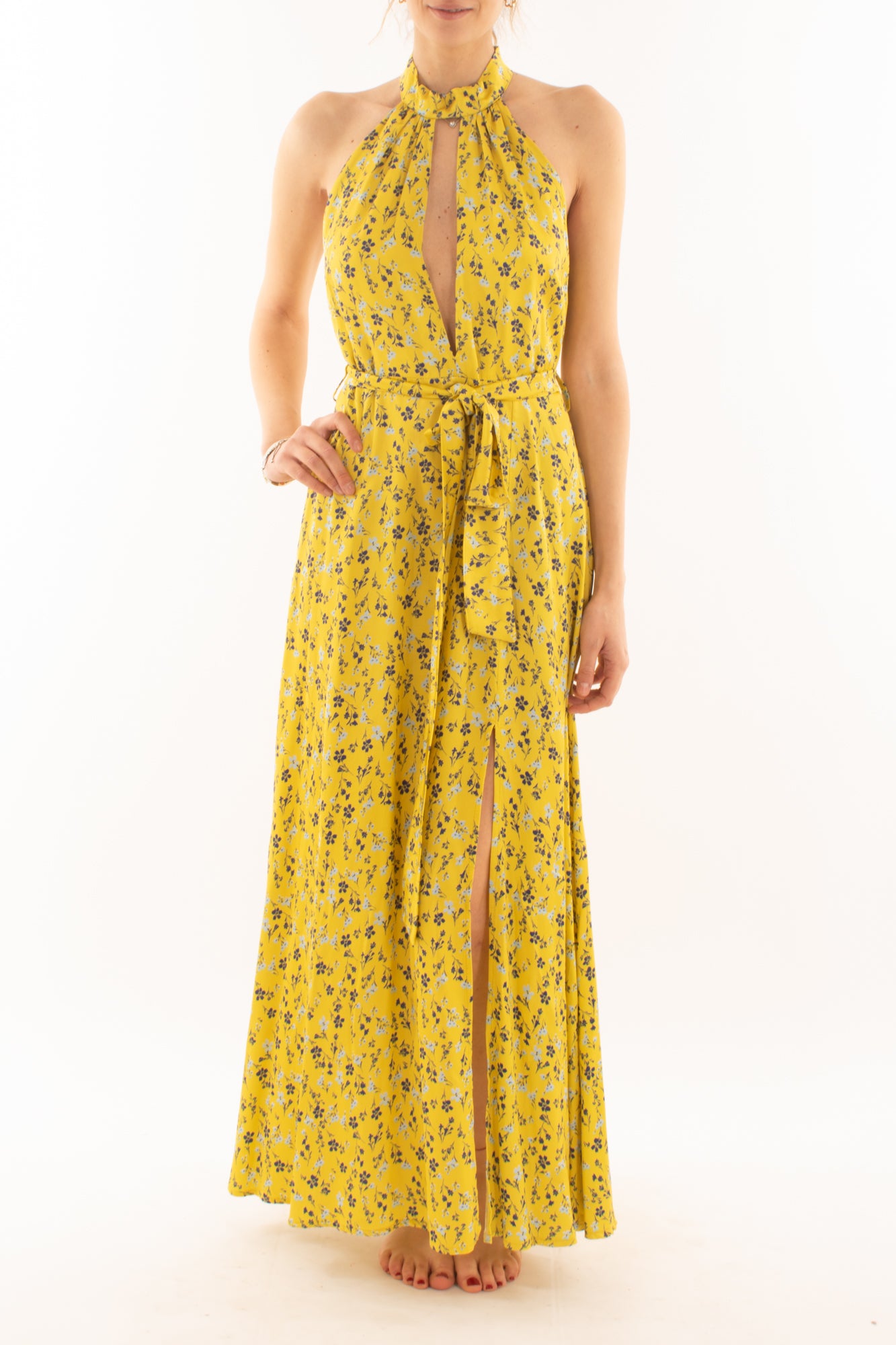 Abito lungo fiorato da Donna Saiph - Giallo