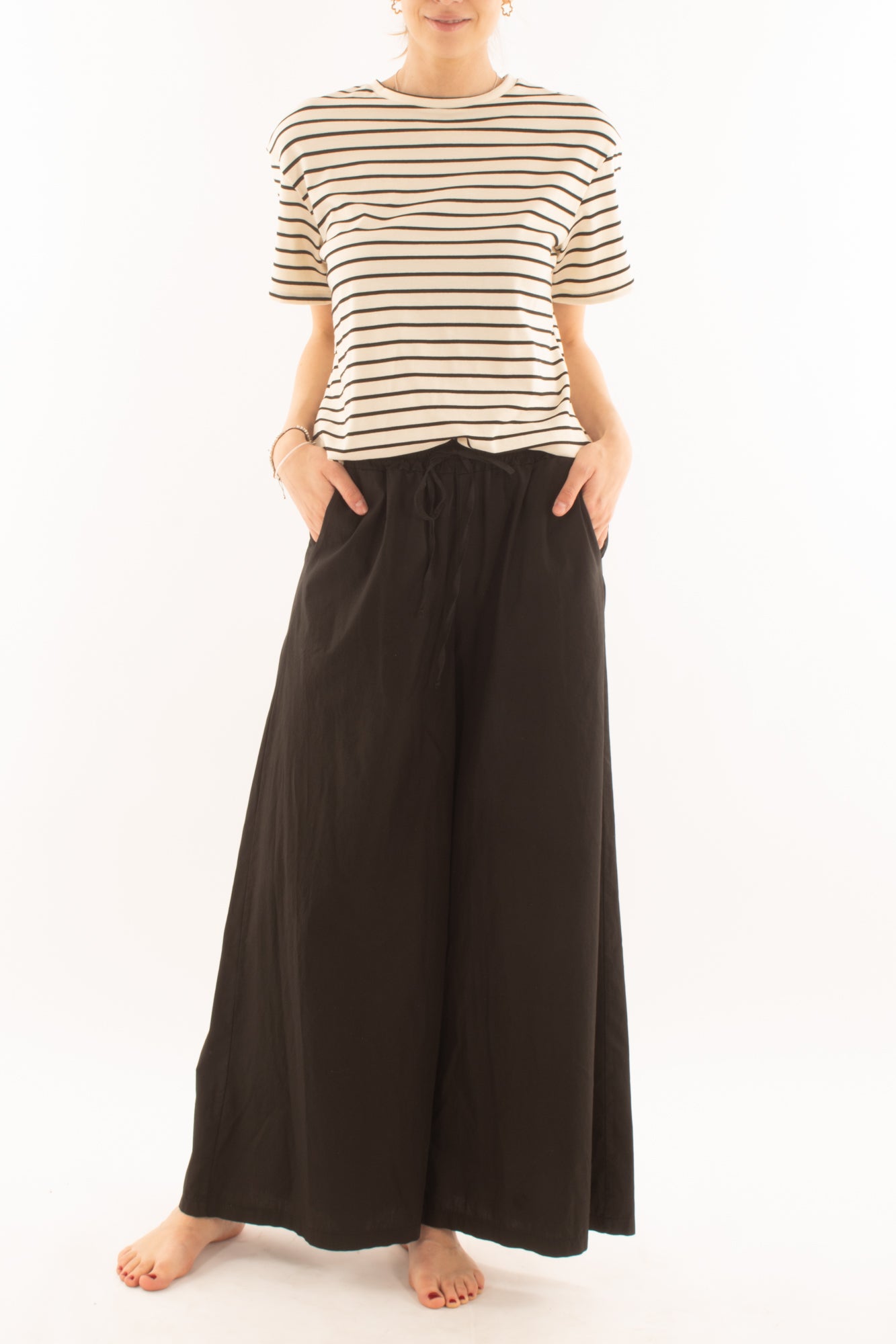 T-shirt rigata da Donna Souvenir - Nero